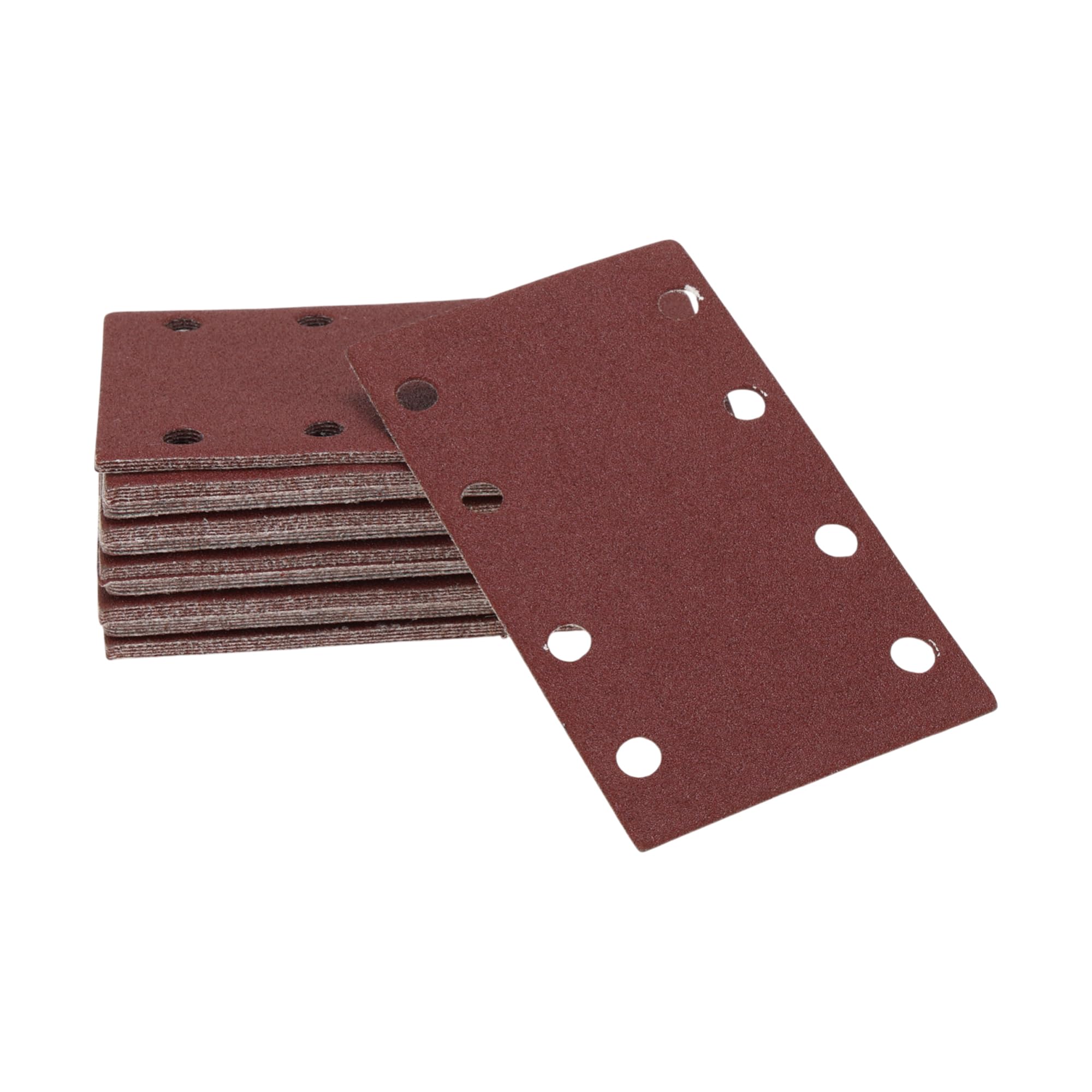TUCKBOLD 50 Pcs Rectangle Sandpaper 8 Hole 150 Grit Hook and Loop Sanding Sheets Universal for Automotive Refinishing Woodworking 133x80mm Aluminum Oxide Red