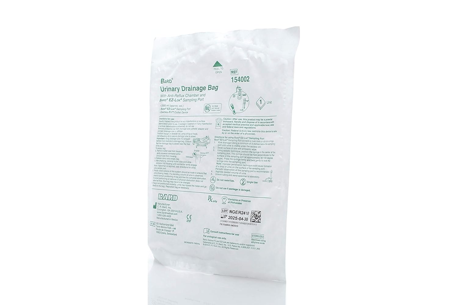 Bard Urological Urinary Drain Bags, AntiReflux Valve