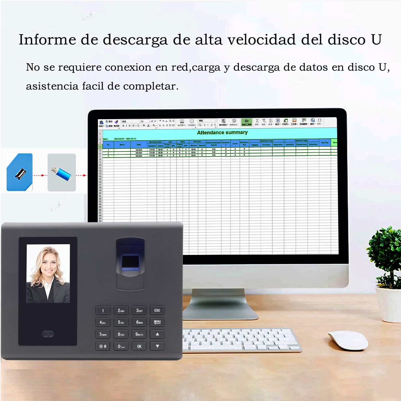 Aktivstar Macchina Scheda di Assistenza Biometrica Lettore Impronte Digitali Controllo Assistenza Sistema Spagnolo Senza Internet, Senza Costi