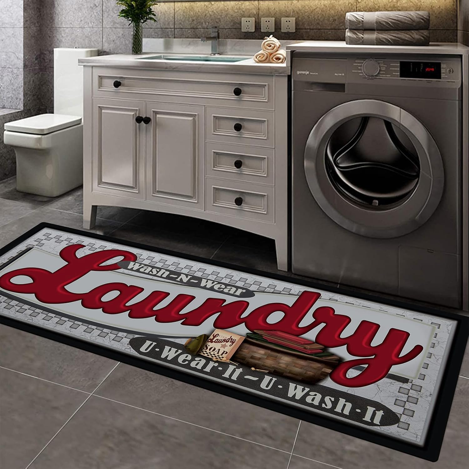 Pauwer Farmhouse Laundry Room Rug Runner 20"X59" Kitchen