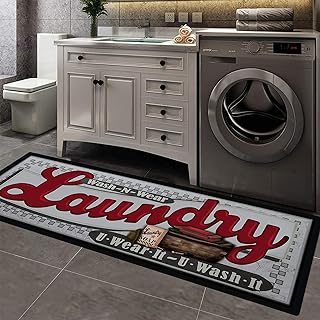 Pauwer Farmhouse Laundry Room Rug Runner 20"X59" Kitchen Rugs Non Slip Washable Entryway Hallway Runner Rug Waterproof Laundry Mat Area Rug Carpet Runner