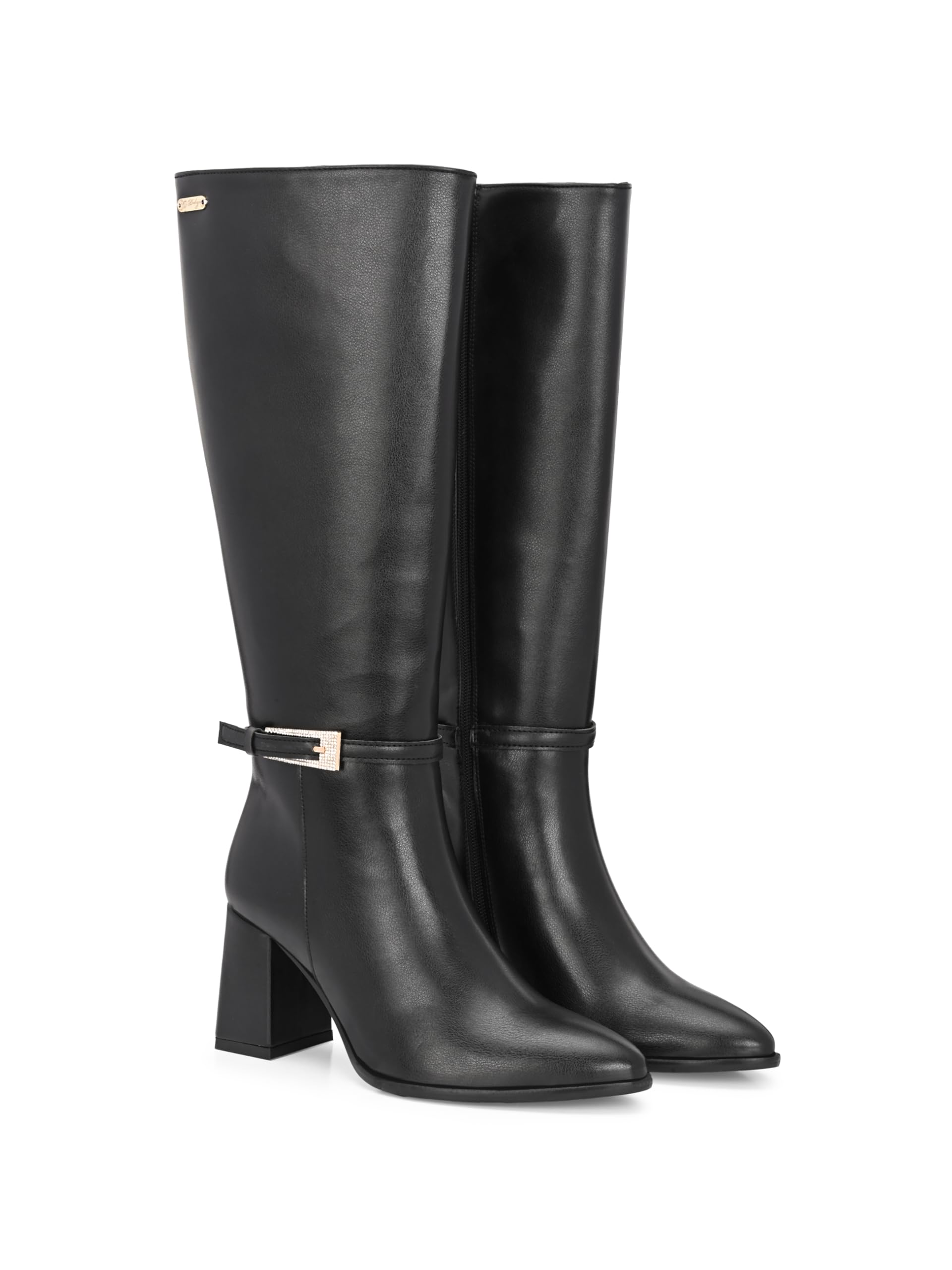 Women Black high heel knee high boots 67866-image-11