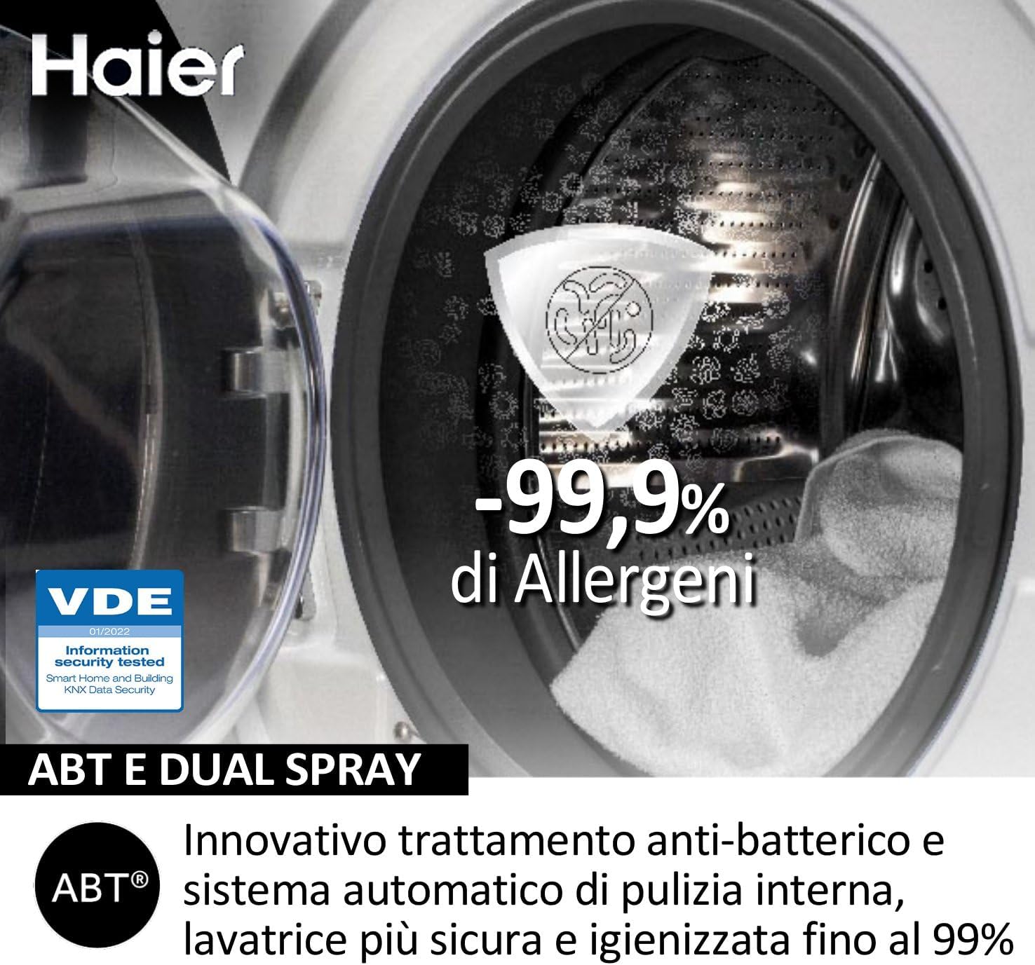 Close-up of Haier washing machine control panel
