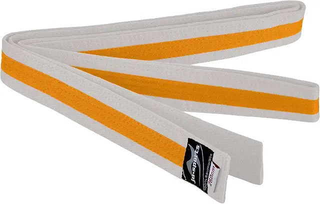 Weiß/Gelb/Weiß Budogürtel 4 cm - Hautfreundlicher Kampfsportgürtel für Budo, Judo & Karate