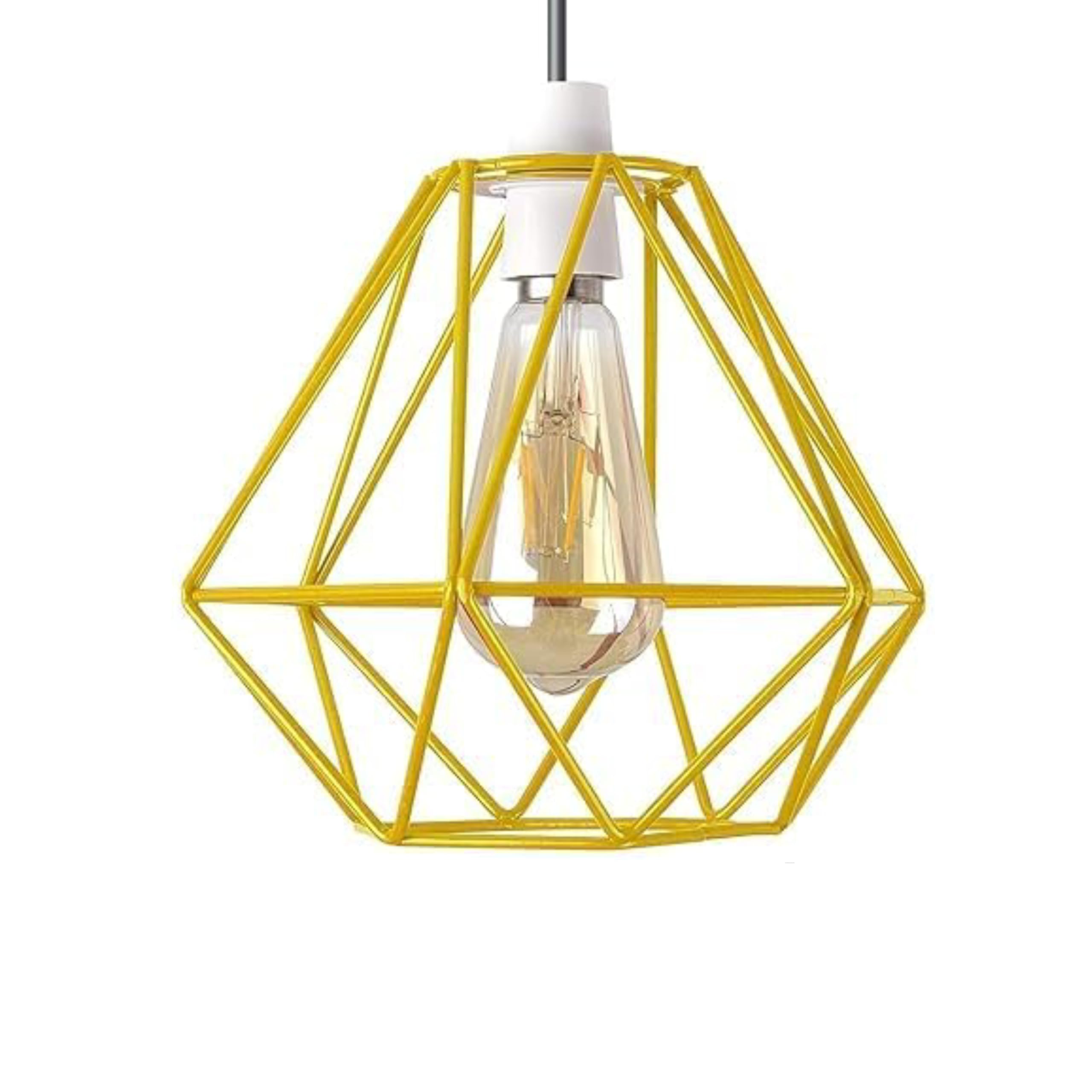Yellow Ceiling Light Wire Basket Metal Basket Pendant Lighting Ceiling Light Shade, Pendant Light Industrial Style Light for Indoor Kitchen Islands Living Room โ image 1