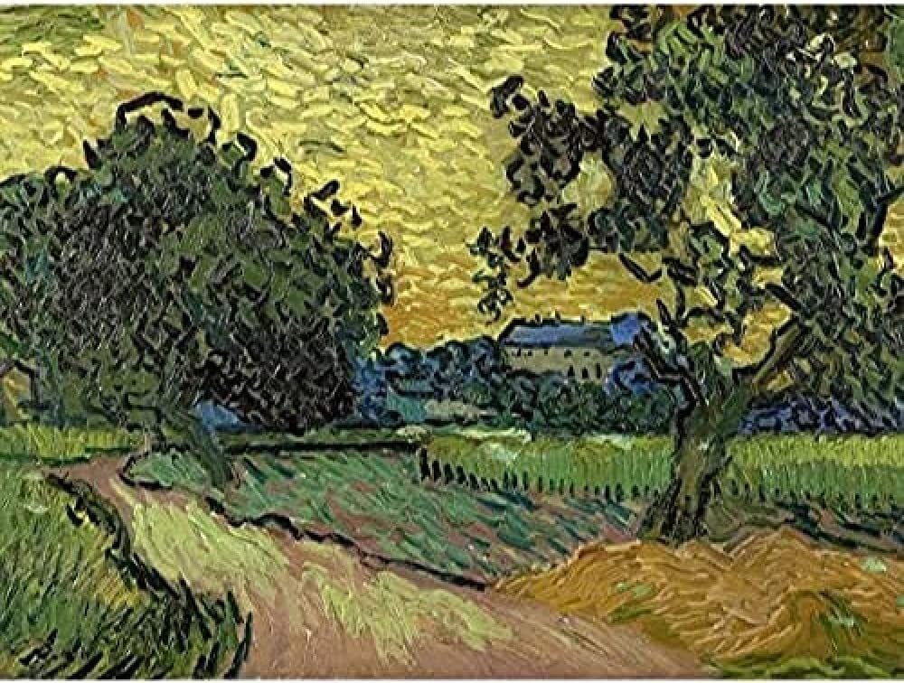 Van Gogh Landscape At Twilight Painting Art Print Framed Poster Wall Decor 12x16 inch
