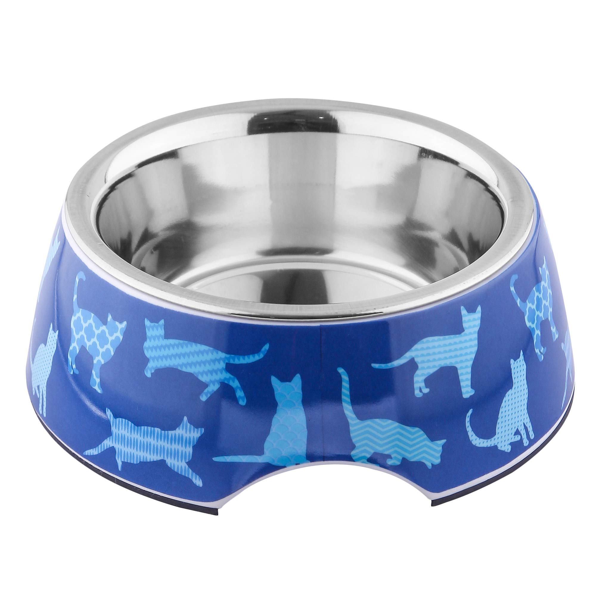 AniMax Anti-Skid Melamine Detachable Stainless Steel Food Bowls For Cats (Blue)-Medium-380 Ml,?31.75 cm,H_8.89 cm,W_16.51 cm (B08B6C2DHV) Amazon Price History, Amazon Price Tracker