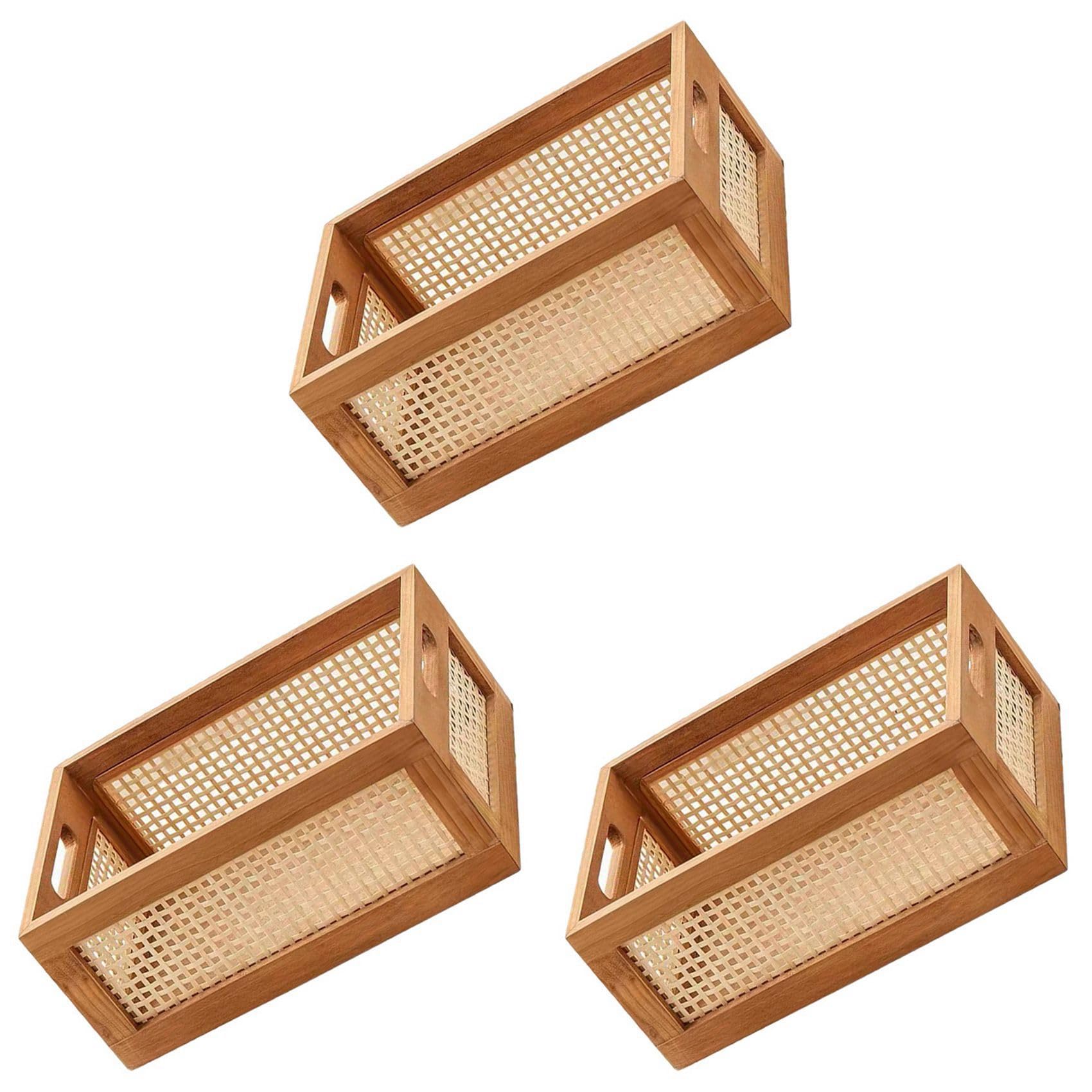 Hndhbfgrt 3X Decorative Basket Book Storage Woven Baskets for Storage Basket Organizing Nursery Bedroom Rattan Bathroom(S)