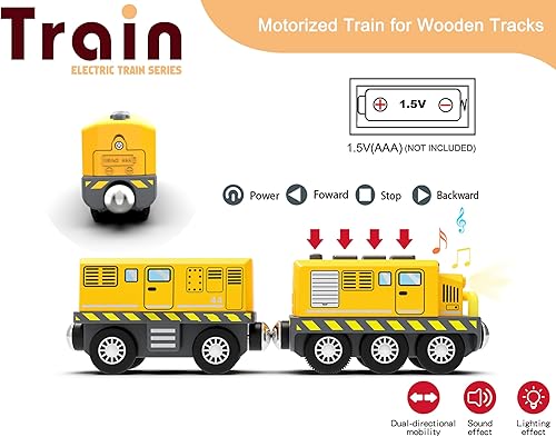 Miniatura 3 de Train Toys - Tren a pilas para pistas de madera, tren de locomotora motorizado compatible con Thomas, Brio, Chuggington