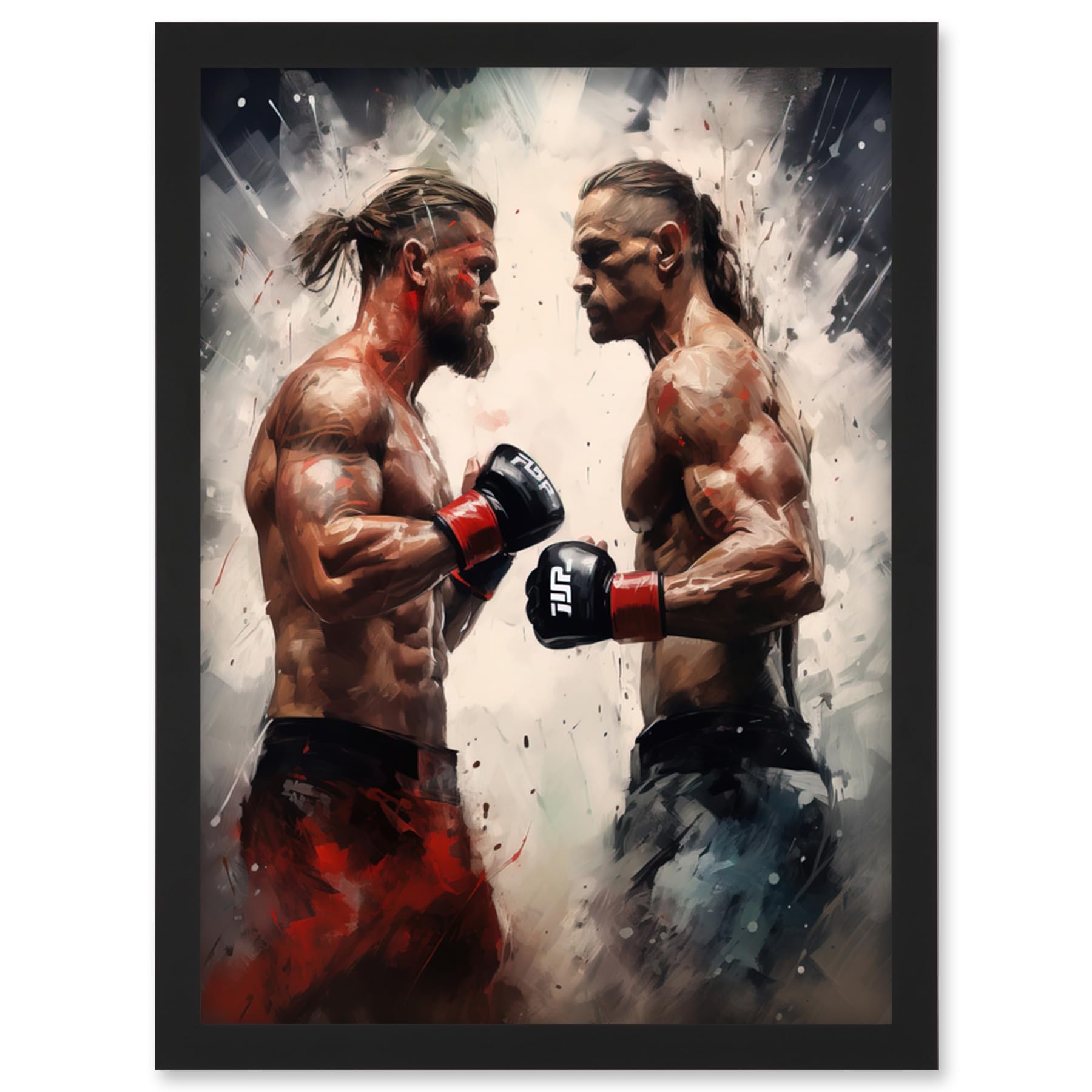 Artery8 Cage Fight Oil Paint Artwork Combat Mixed Martial Arts Boxing Wrestling Wall Art PrintA4 Size from B&Q
