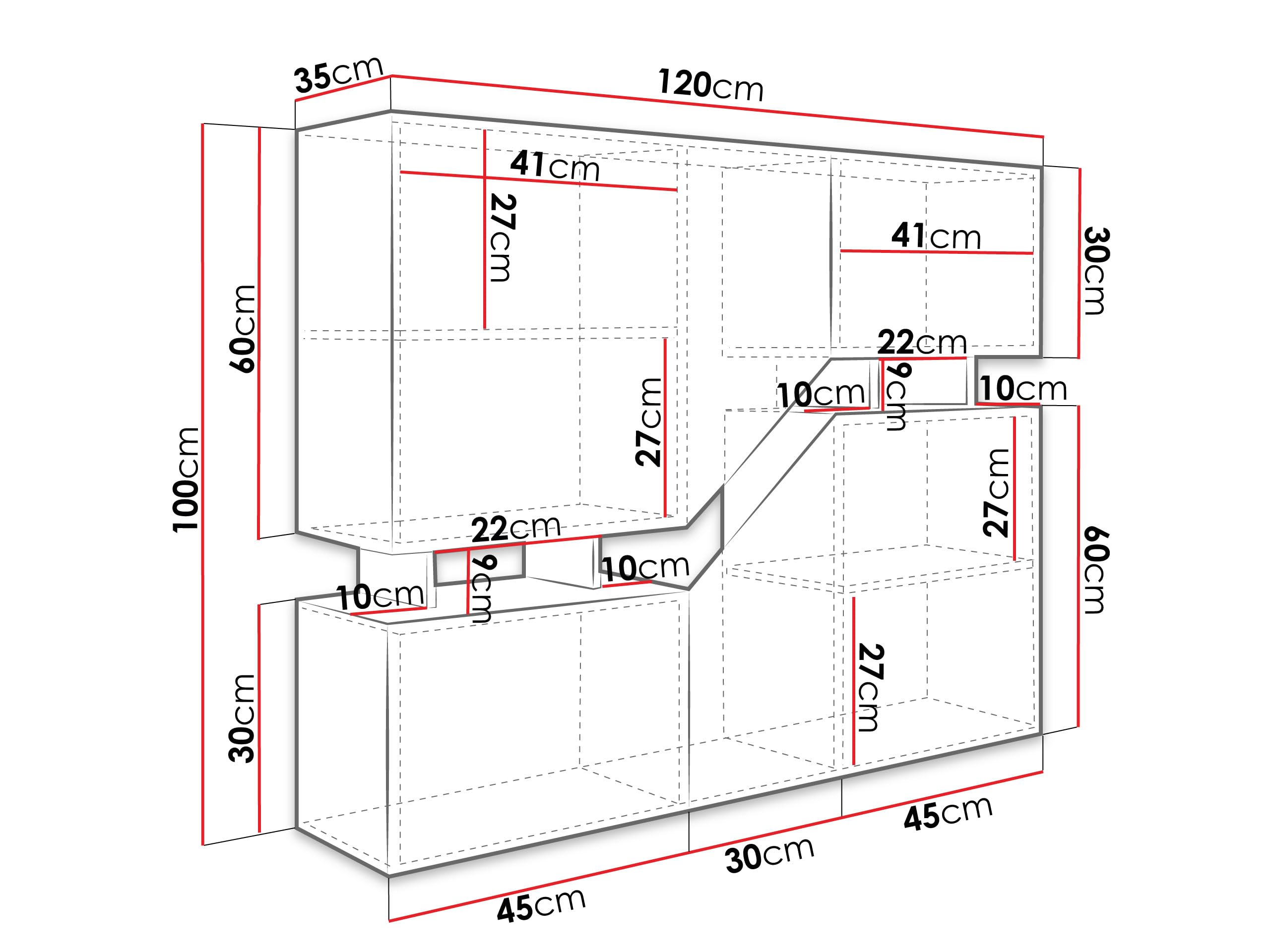 Mirjan24 Kommode Nesezi mit 4 Türen (Wotan/Anthrazit) | Griffloses Highboard mit offenen und geschlossenen Fächern für Bücher, Deko und Zubehör, B/H/T: 120/100/35 cm