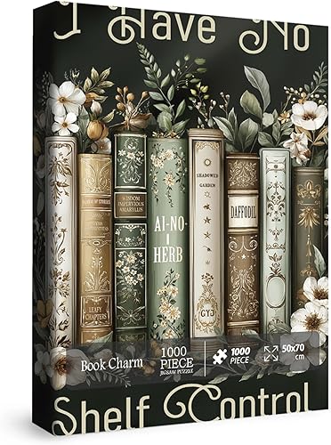 Miniatura 2 de Rompecabezas de libro de flores de arte para adultos, 1000 piezas, diseño floral, retro, inspirador, imposible, estético, escritura, Biblia, fe,