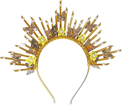 Amazon.com: LaVenty Golden Butterfly Halo Crown Spiked Crown