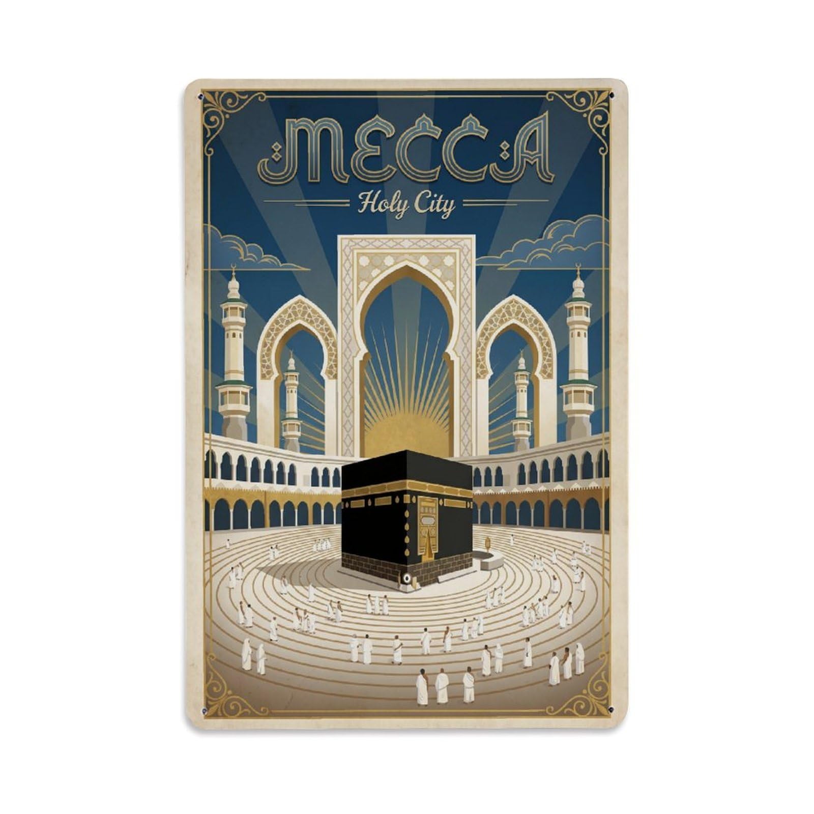 Gead 8X12inch Style Vintage Travel Saudi Arabia Mecca Metal Tin Sign