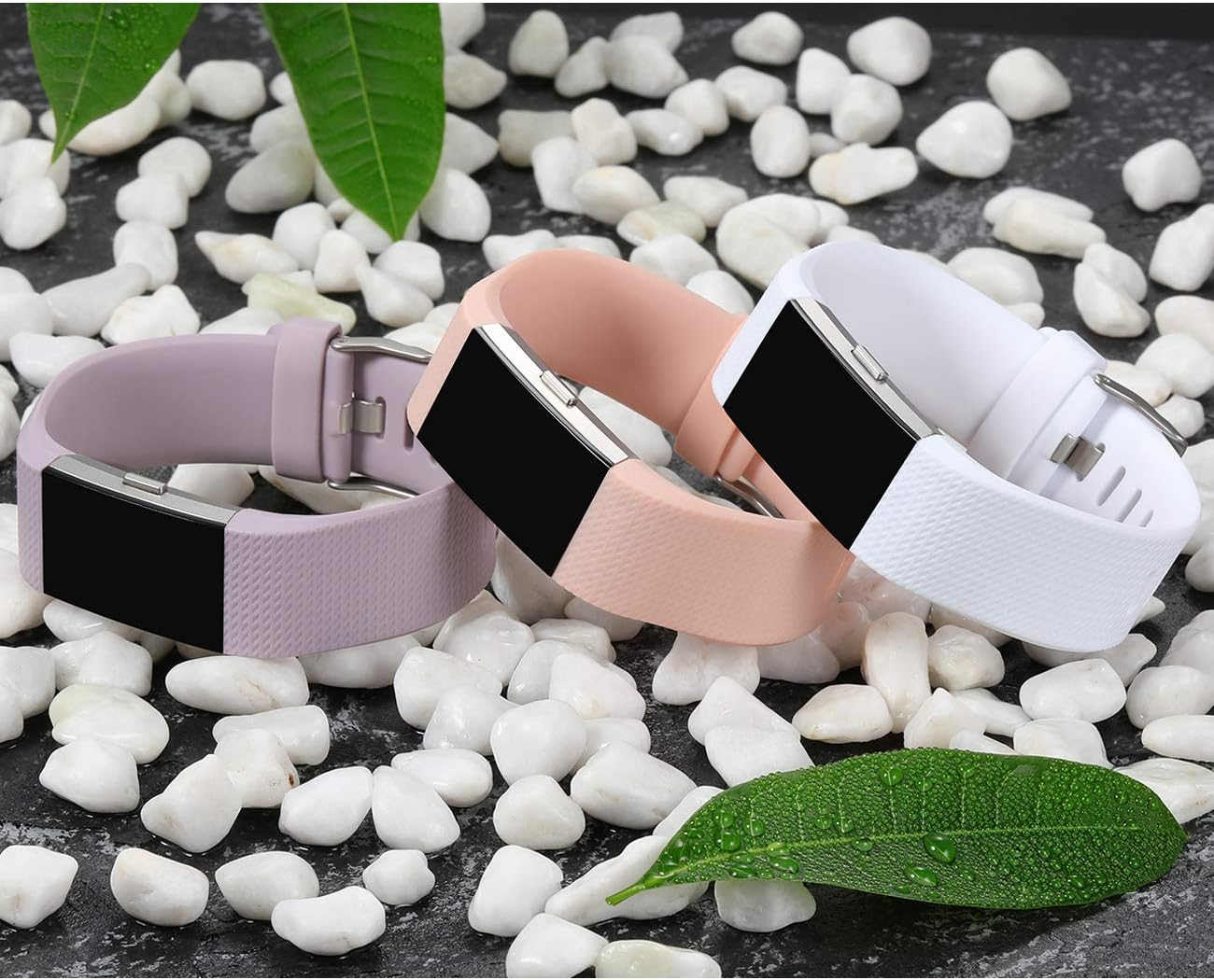 Wepro Bands Compatible with Fitbit Charge 2 HR, 3-Pack Adjustable Wrist Replacement Band for Women Men
