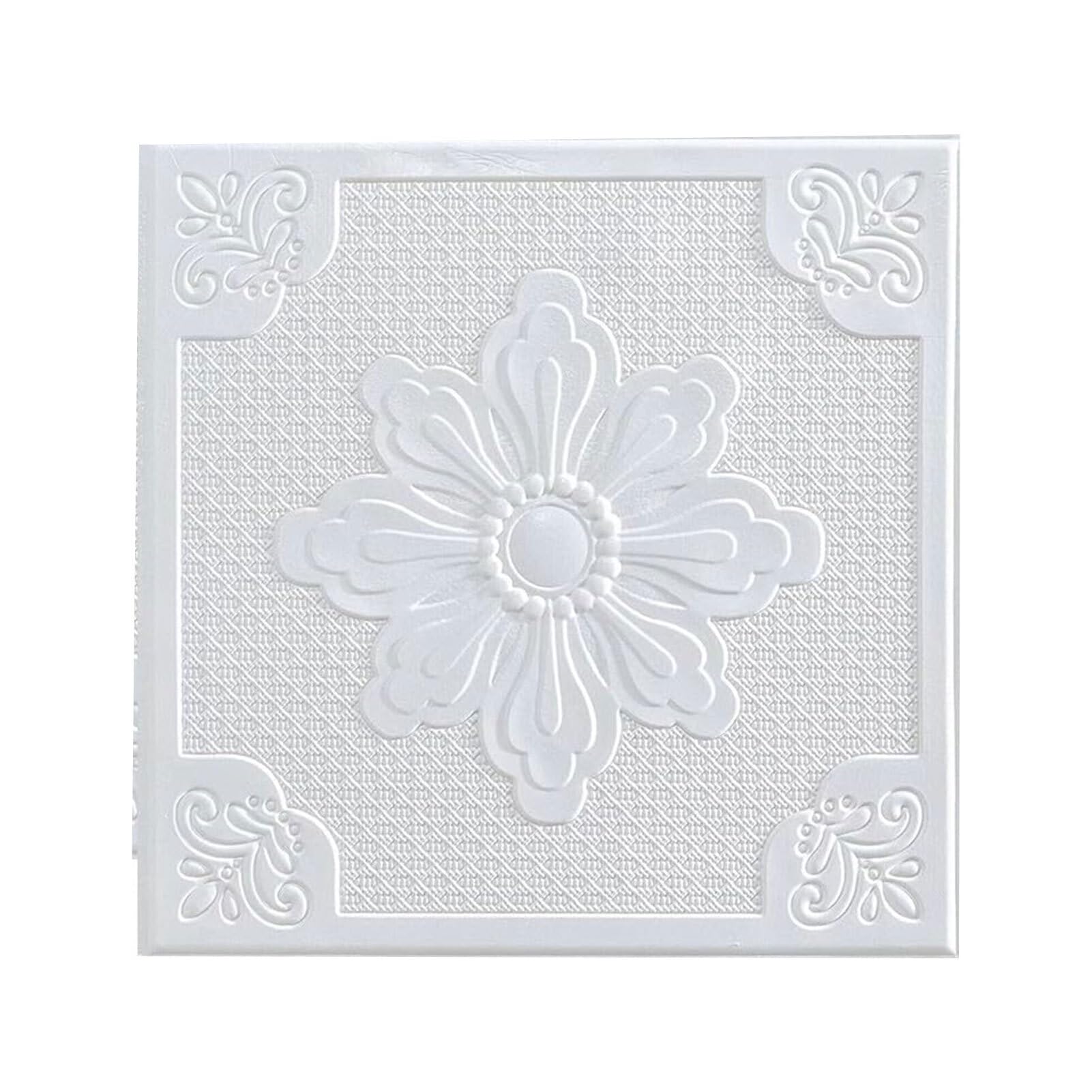 siduytin 10pcs DIY Decor Ceiling Tiles Self Adhesive Wallpapering Supplies 10PCS 3D Wall Panels Soft Pe Foam Tiles Plastic, A