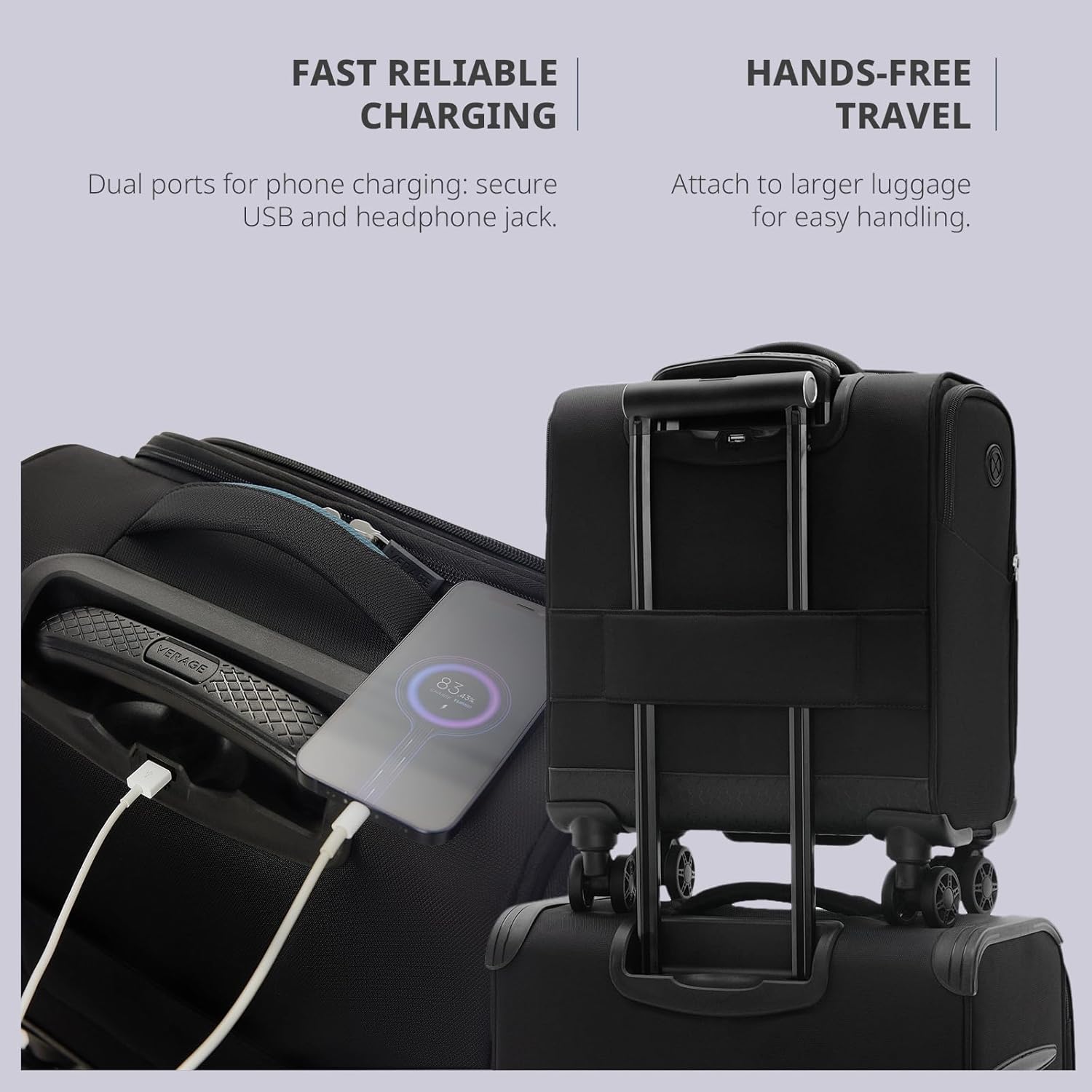 Verage 14-Inch Underseat Carry On Luggage with Spinner Wheels & USB Charging Port, Wheeled Suitcase for Airlines, Lightweight Overnight Bag for Men and Women (14-Inch Compact Underseat Pro)