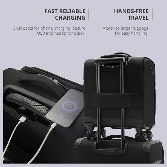 Verage 14-Inch Underseat Carry On Luggage with Spinner Wheels & USB Charging Port, Wheeled Suitcase for Airlines, Lightweight Overnight Bag for Men and Women (14-Inch Compact Underseat Pro)