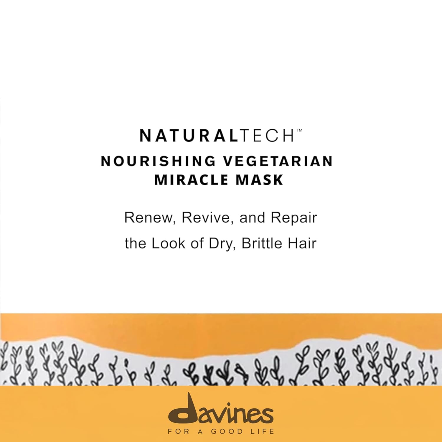 Davines Naturaltech Nourishing Vegetarian Miracle Mask, Restructuring & Hydrating for Dry & Damaged Hair - With Vegetal Keratin - Intense Repair Treatment, 8.45 Fl Oz