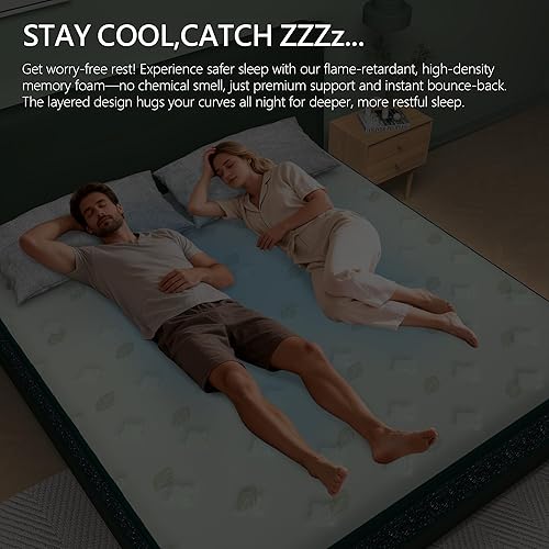 Miniatura 8 de Colchón híbrido en una caja, tamaño Queen de 12 pulgadas, colchón híbrido de espuma viscoelástica de gel tamaño Queen con resortes embolsados