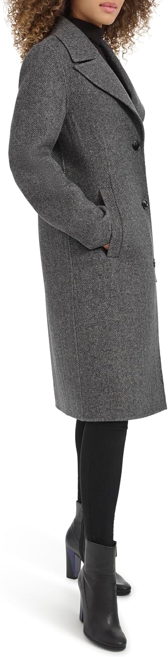 Kenneth Cole Women's Double Face Wool with Notched Collar Coat
