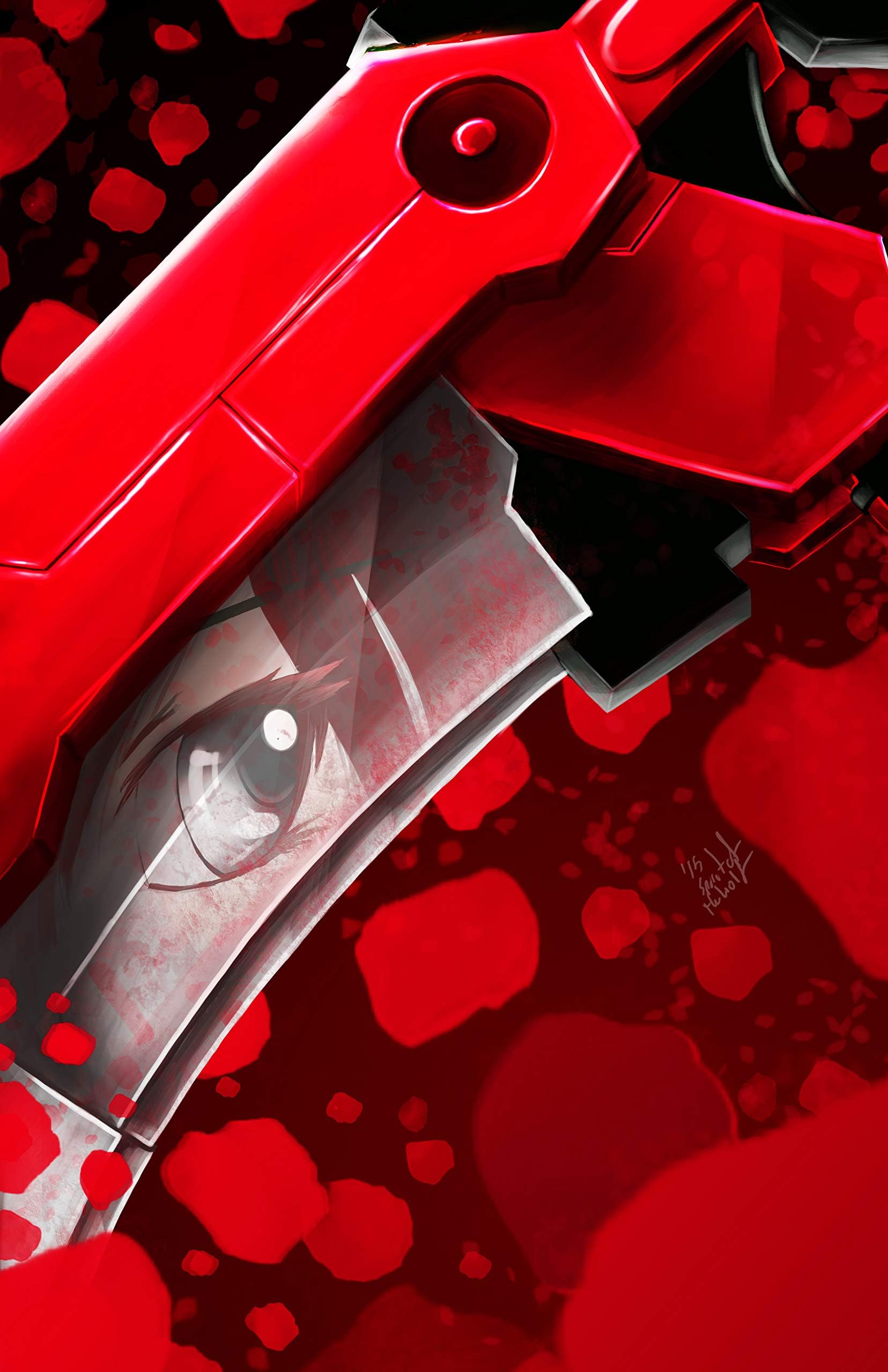 RWBY manga poster/every rose has its thorns/crescent Ruby Rose weapon/wby red like roses