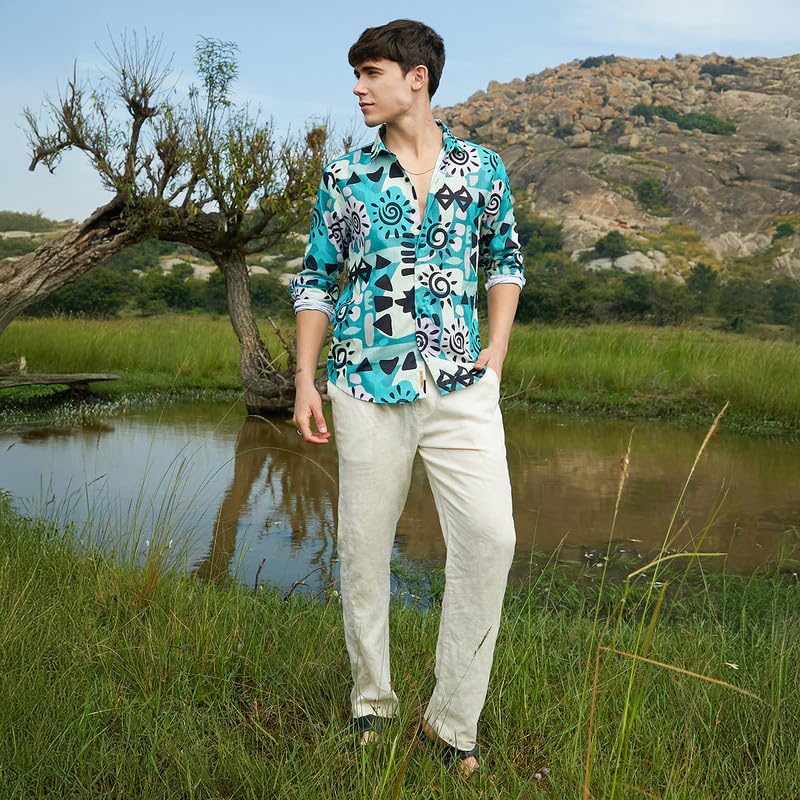 Image of CAHOOT Men's Shirt for Casual Wear | Spread Collar | Long Cuffed Sleeves | Button Closure | Shirt Crafted with Comfort Fit for Everyday Wear