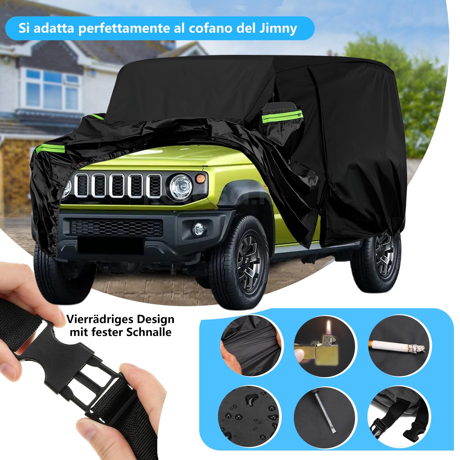 Pokrowiec samochodowy Suzuki Jimny 3 drzwi 1998-2024 Oxford Dupont z zamkiem błyskawicznym ochrona na wszystkie pory roku