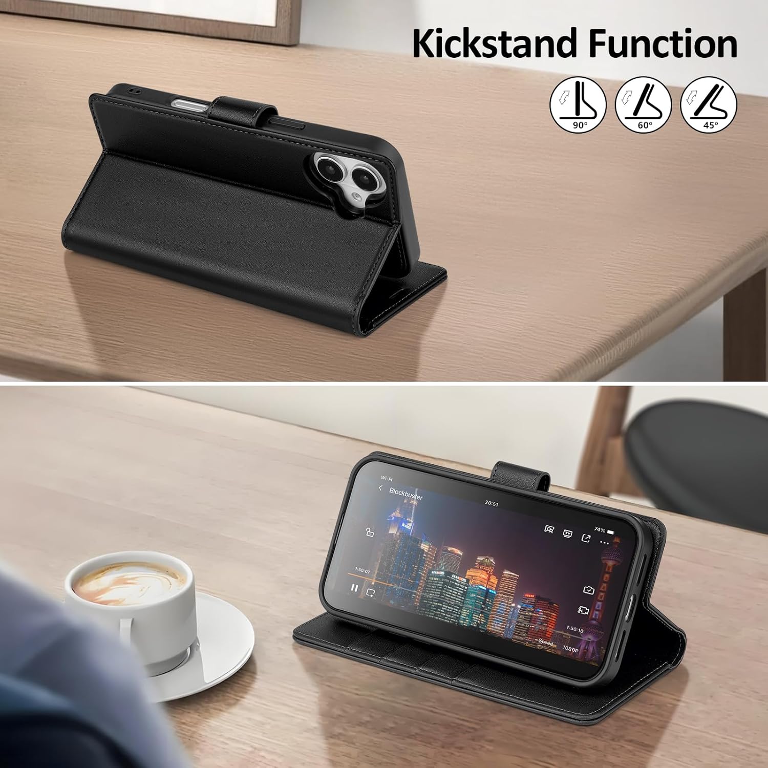 Compatible with Magsafe Magnetic 2 in 1 Detachable iPhone 17 Wallet Case with Card Holder Credit Slots Men Women,PU Leather RFID Blocking Flip Kickstand for Apple 17 6.3",Black - Image 7