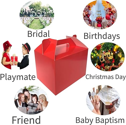 Miniatura 6 de XCXGYCA Paquete de 12 cajas a dos aguas (2 por color) de 7 x 5 x 5 pulgadas, con asa, cajas de regalo para fiestas de cumpleaños infantiles, bodas,