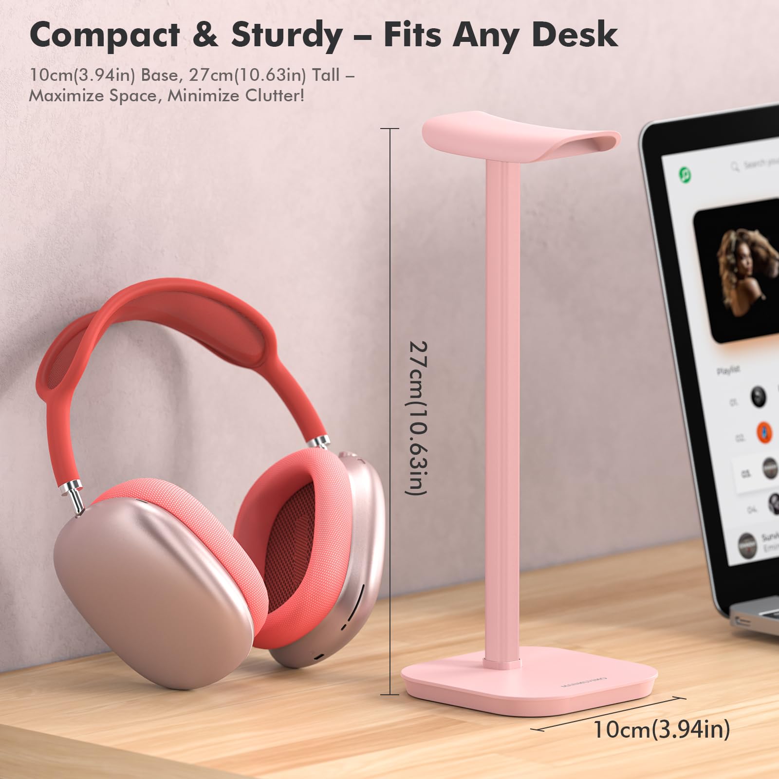 Supporto per cuffie da scrivania in alluminio per cuffie come Airpods Max, Sony, Beats, Bose, Razer, HyperX (rosa)