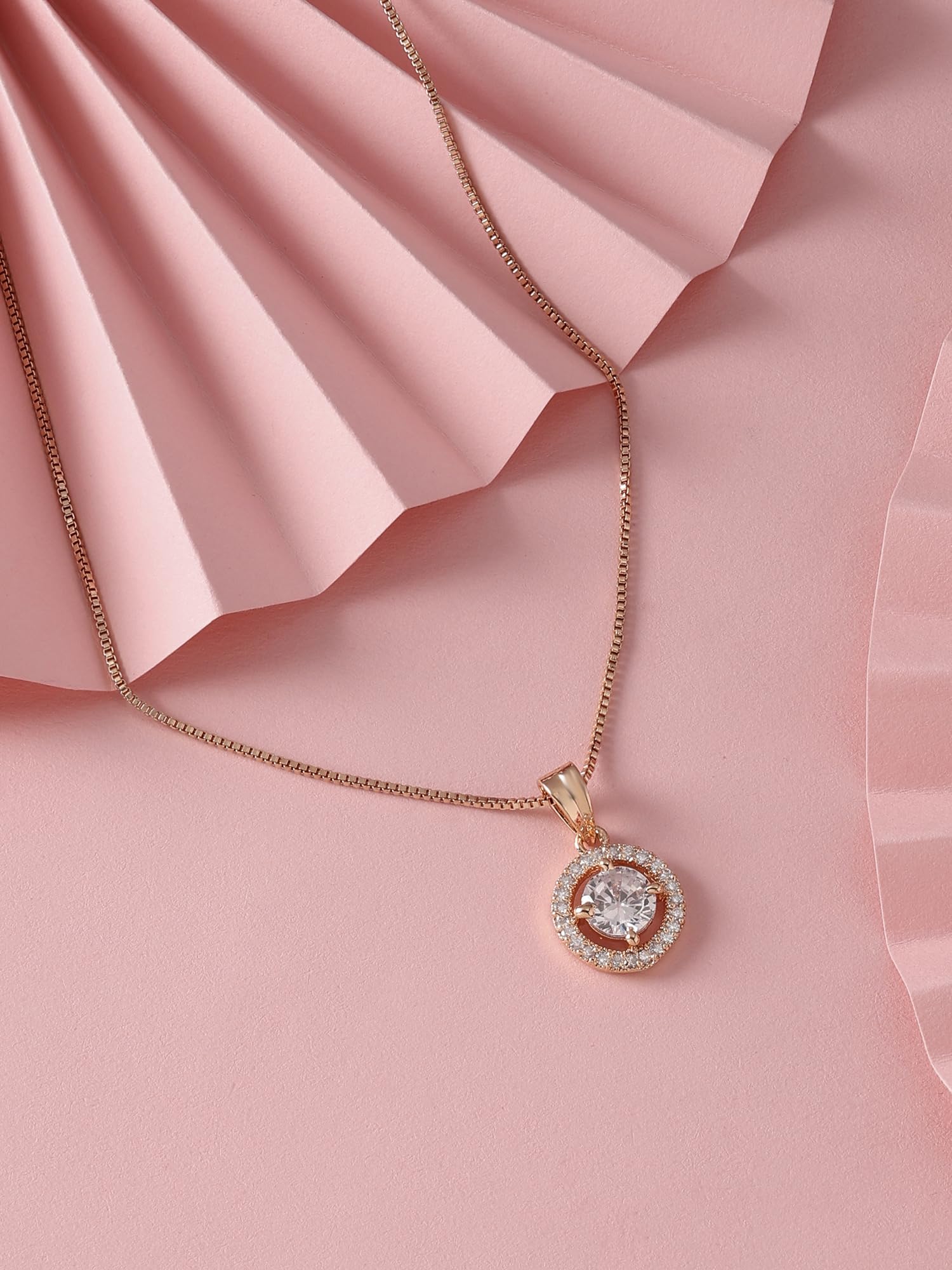 CZ Embellished Pendant & Chain - Women