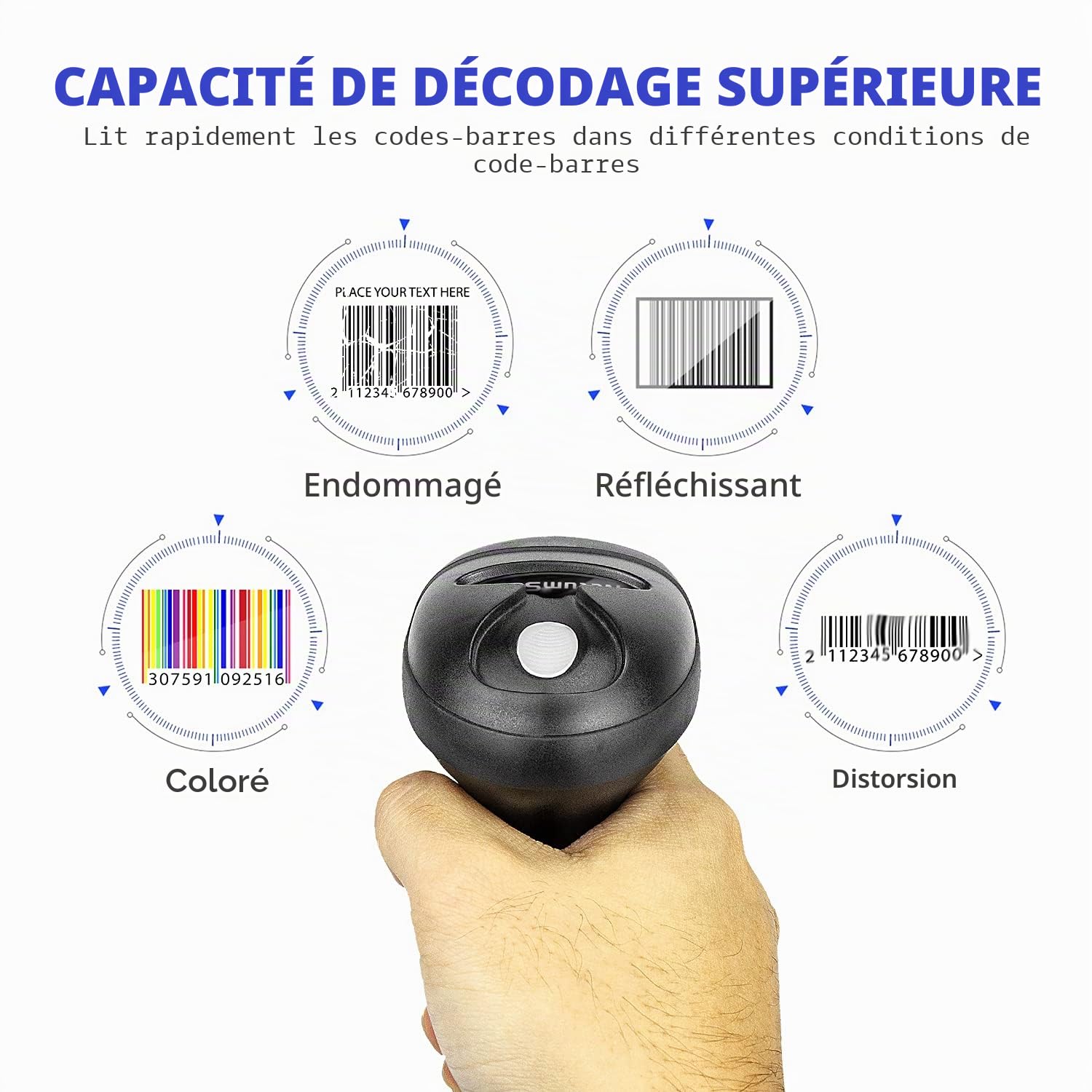 NetumScan - Scanner de Codes-Barres sans Fil CCD, Lecteur de Codes-Barres Automatique USB Compatible avec Ordinateurs Portables PC et Mac, NSL6