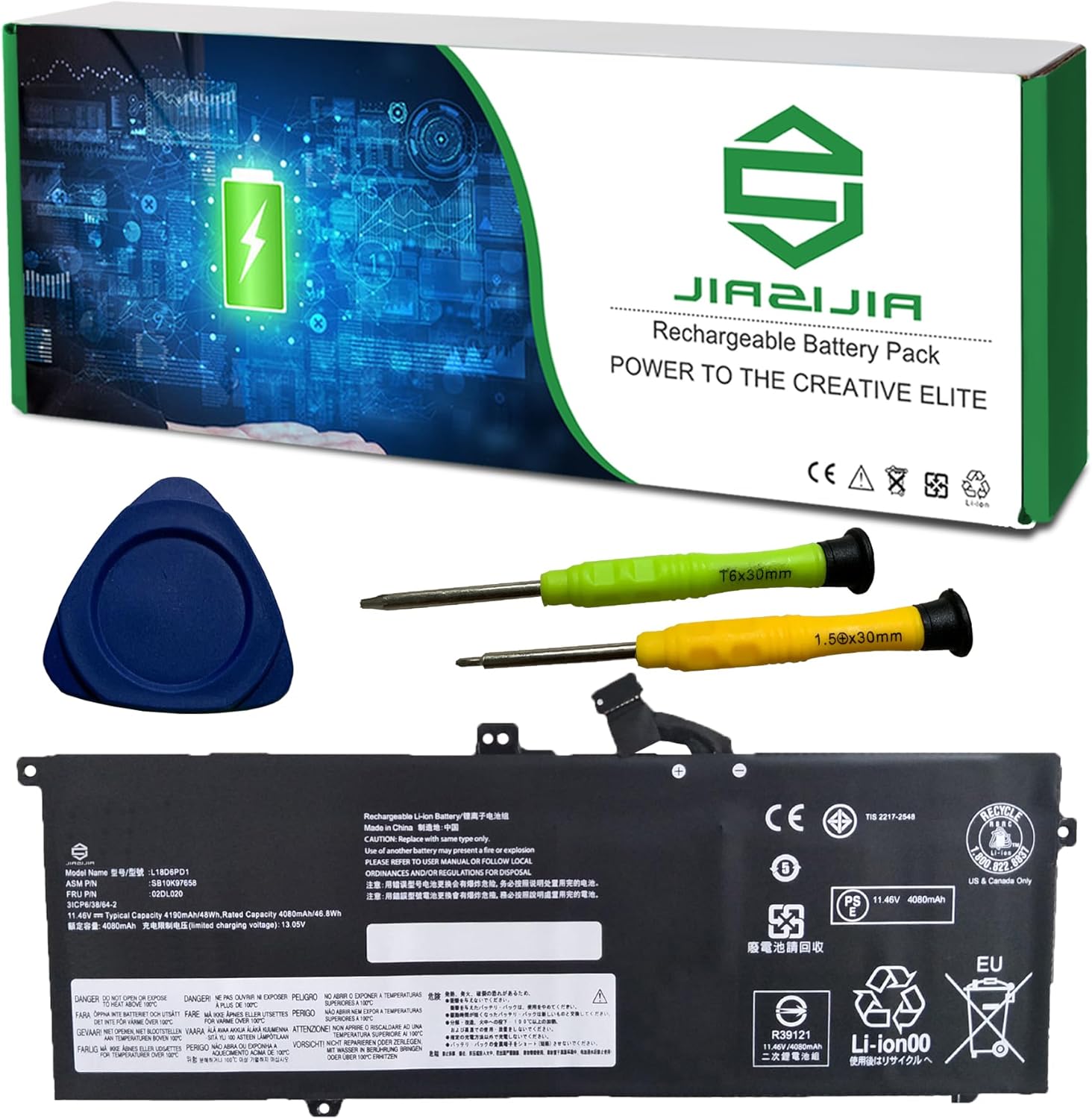 02DL020 L18D6PD1 SB10K97658 Laptop Battery Replacement for Lenovo ThinkPad X390 X395 X13 Series 02DL019 L18C6PD1 SB10K97657 02DL018 L18M6PD2 SB10K97656 02DL017 L18M6PD1 SB10K97655 11.46V 48Wh