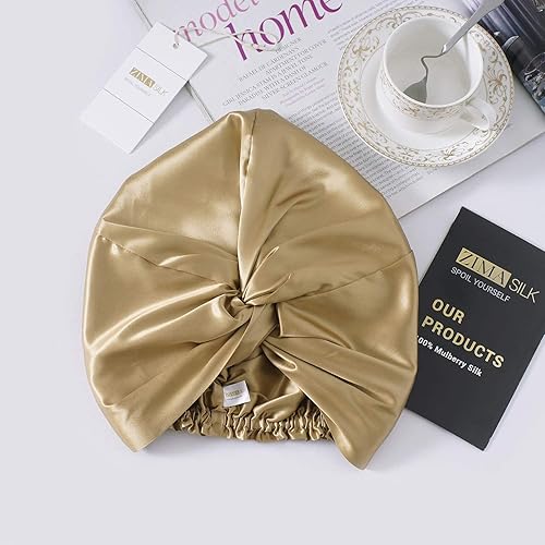 Miniatura 58 de ZIMASILK - Gorro para dormir de 100% seda morera de 0.18 libras para el cuidado del cabello, capota de seda con elástico para la cabeza (1 unidad,