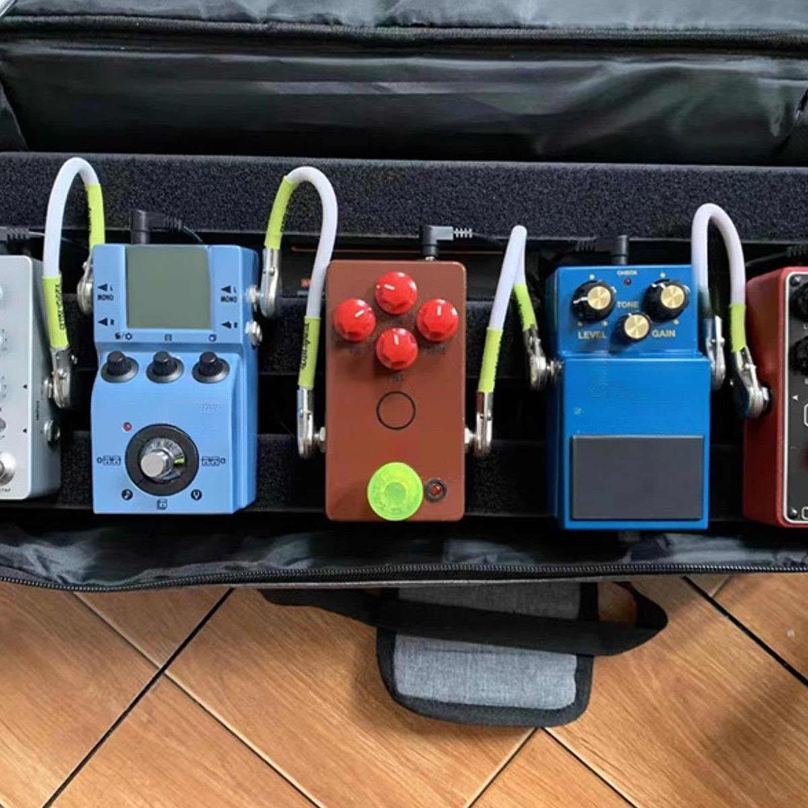 Generic Effektpedal Tasche, Pedalboard Reißverschlusstasche, Handtasche mit Fach, Tragegriff, Tragetasche für Studioaufnahmen, 44x34.5x12.5cm