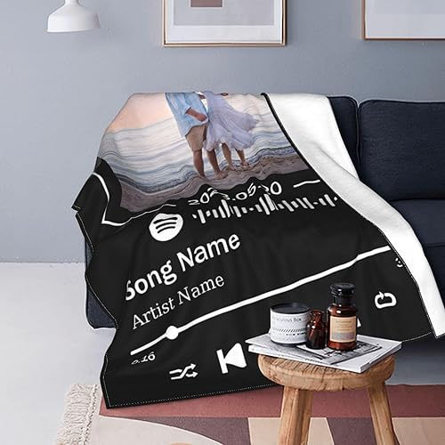 Miniatura 4 de THUANCKY Manta personalizada con código de Spotify con fotos para parejas, enamorados, día de San Valentín, aniversario, cumpleaños, boda, Navidad,
