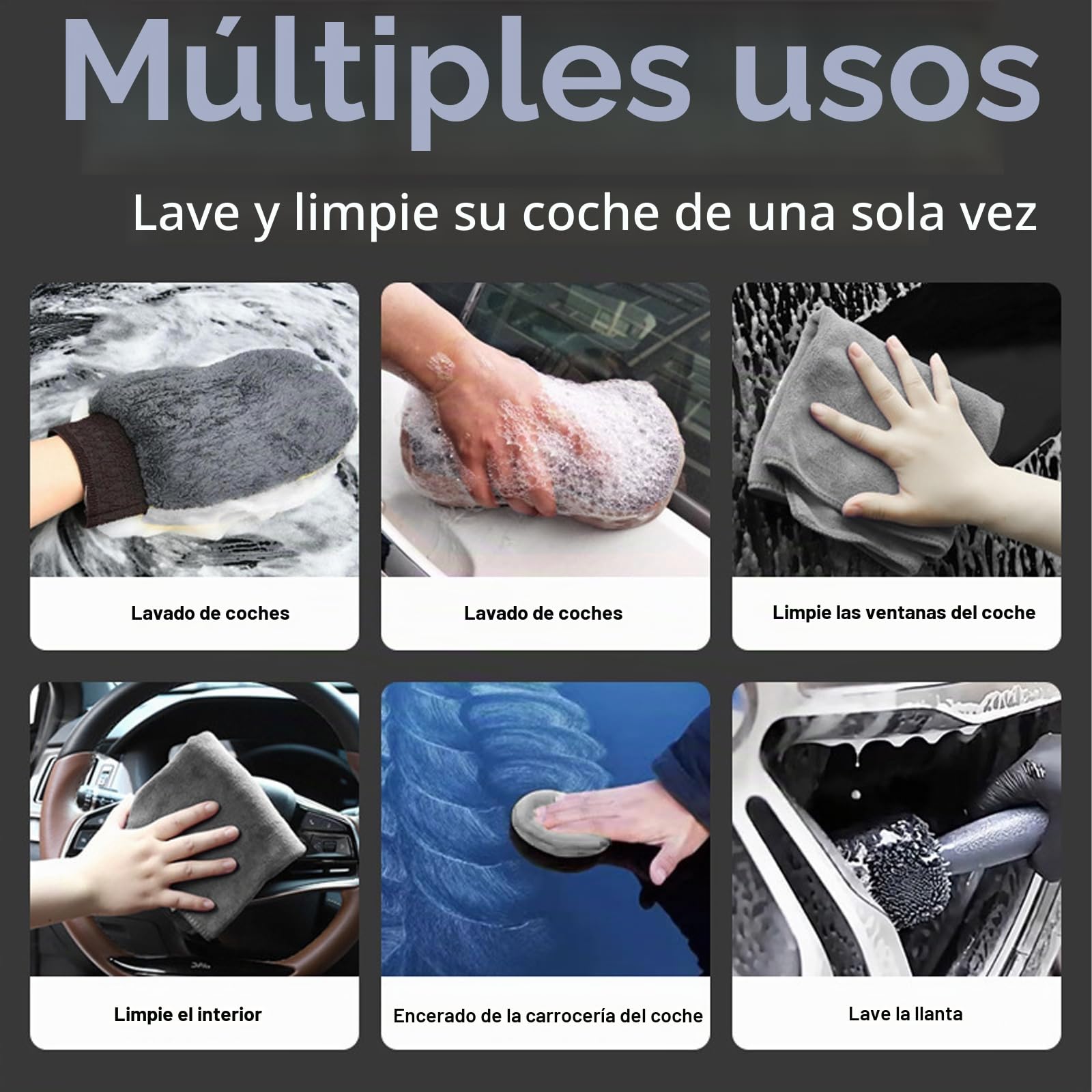 Kit Limpieza Coche, 10 Piezas Kit Limpieza Coche Interior y Exterior, Kit Detailing Coche Incluye Kit de Microfibra, Paños de Limpiez