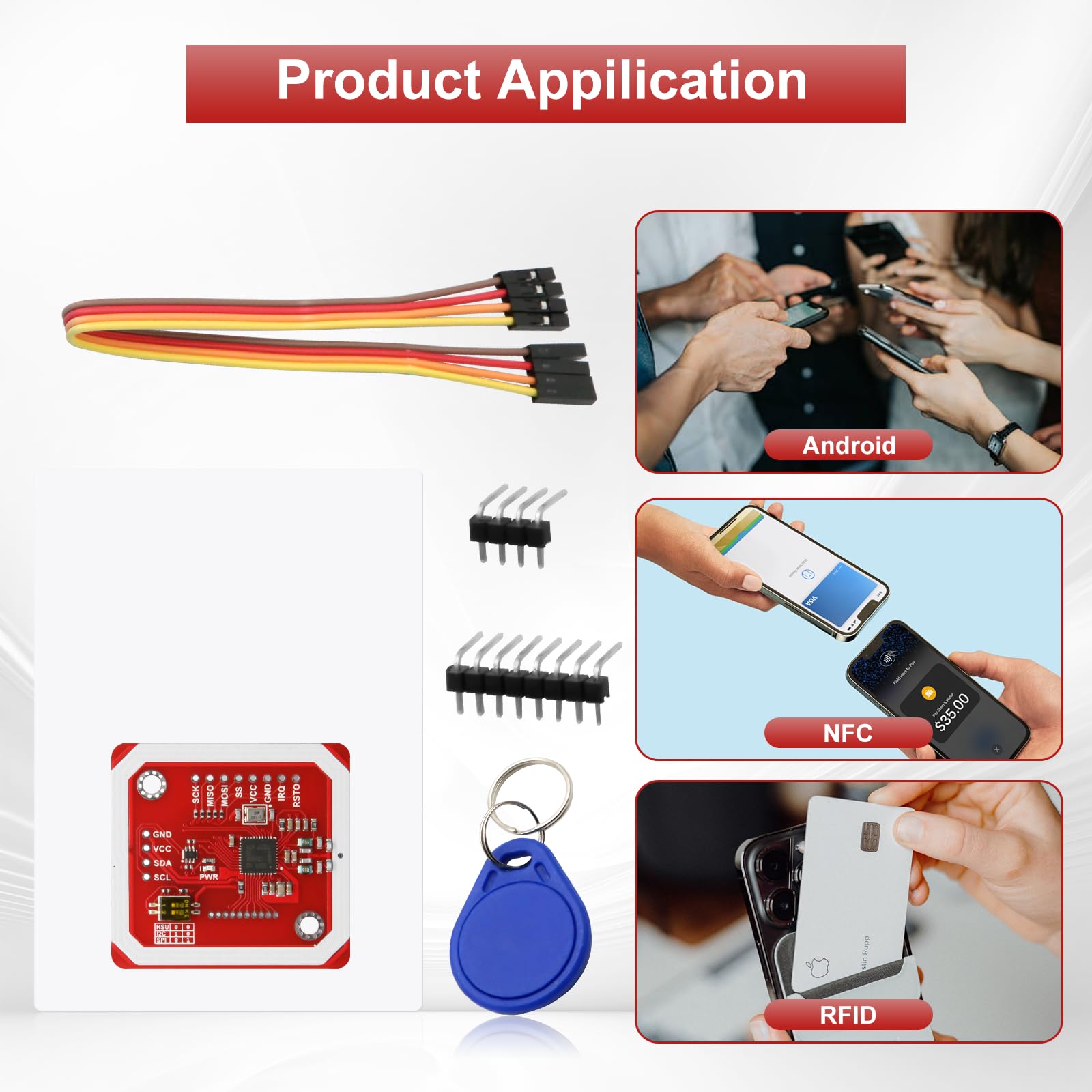 ARCELI PN532 NFC RFID V3 Modulo Lettore Per Arduino – I2C SPI UART, 2 Pezzi