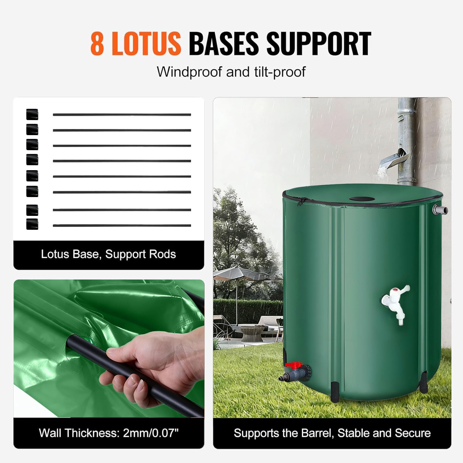 Sistema De Recolección Agua De Lluvia Plegable Con Barril - Tanque De Almacenamiento De Agua Portátil, Bajante Para Lluvia Contenedor Recolector De Con Filtro,380L