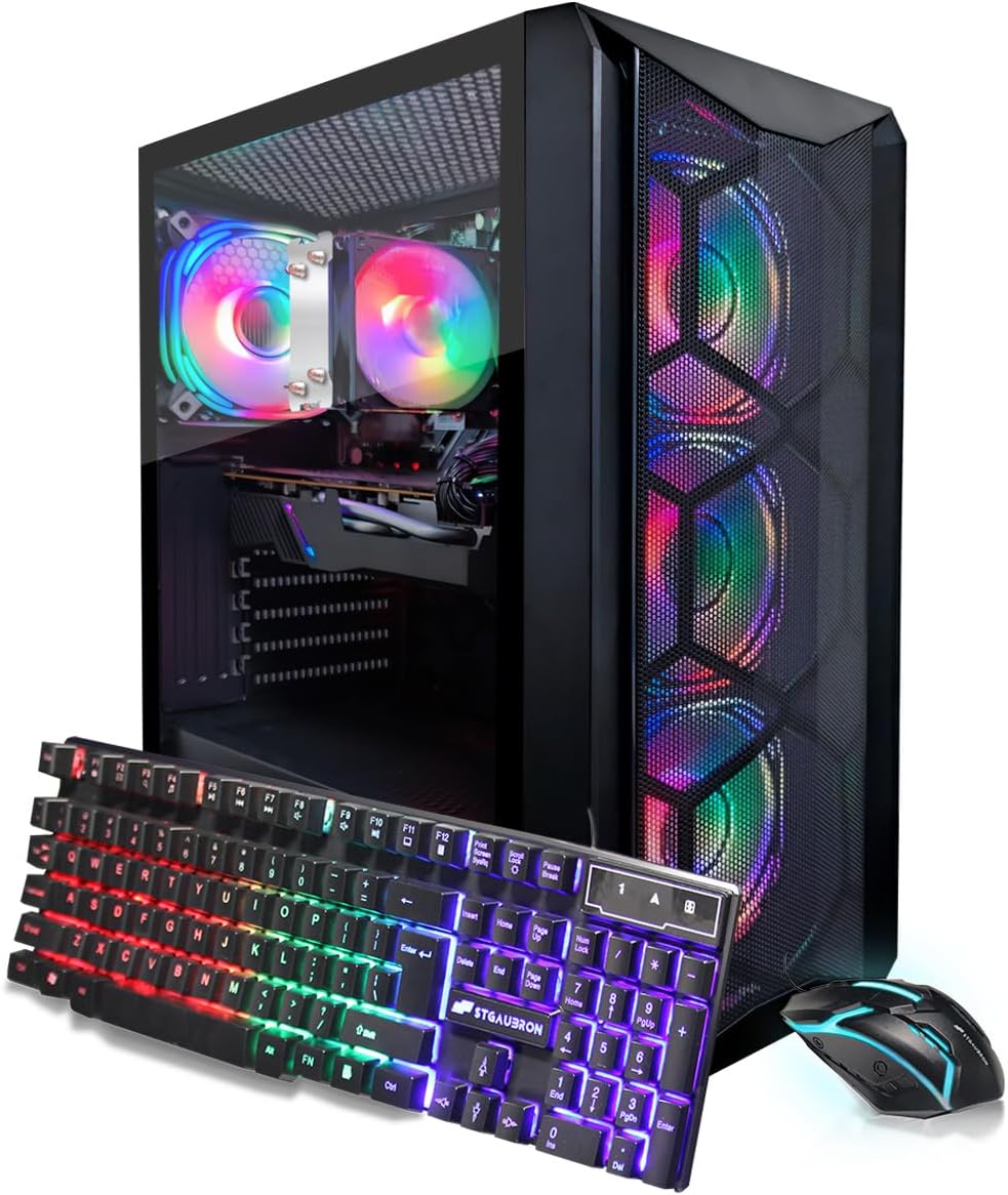 STGAubron Gaming PC Computer Desktop, AMD Ryzen 5 5500G up to 4.2G, GeForce RTX 3060 12G, 16G DDR4, 1T SSD, WiFi 6, BT 5.2, RGB Fan x4, Windows 11 Home STGAubron Gaming PC Computer Desktop, AMD Ryzen 5 5500G up to 4.2G, GeForce RTX 3060 12G, 16G DDR4, 1T SSD, WiFi 6, BT 5.2, RGB Fan x4, Windows 11 Home