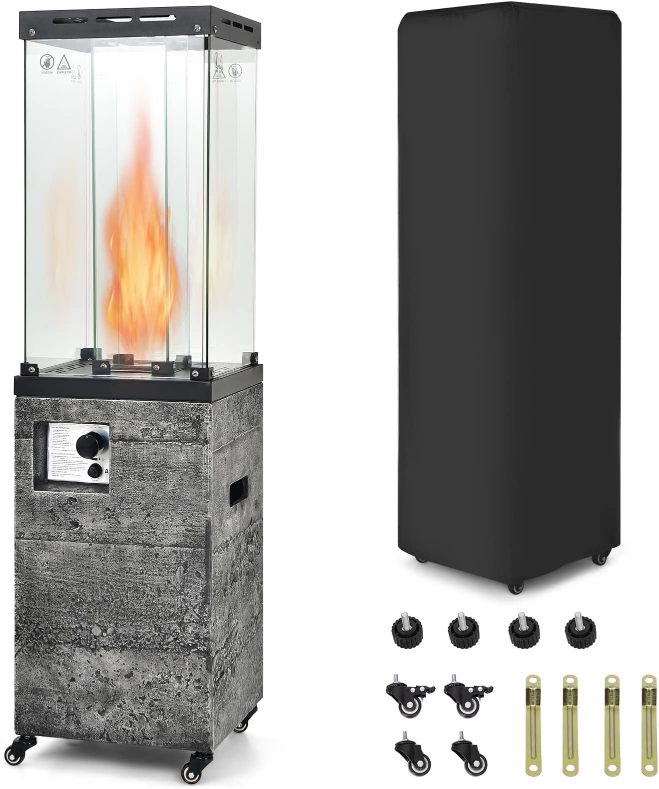 REALGLOW Spiral Flame Gas Patio Heater 13.5KW (Black with Black Cover