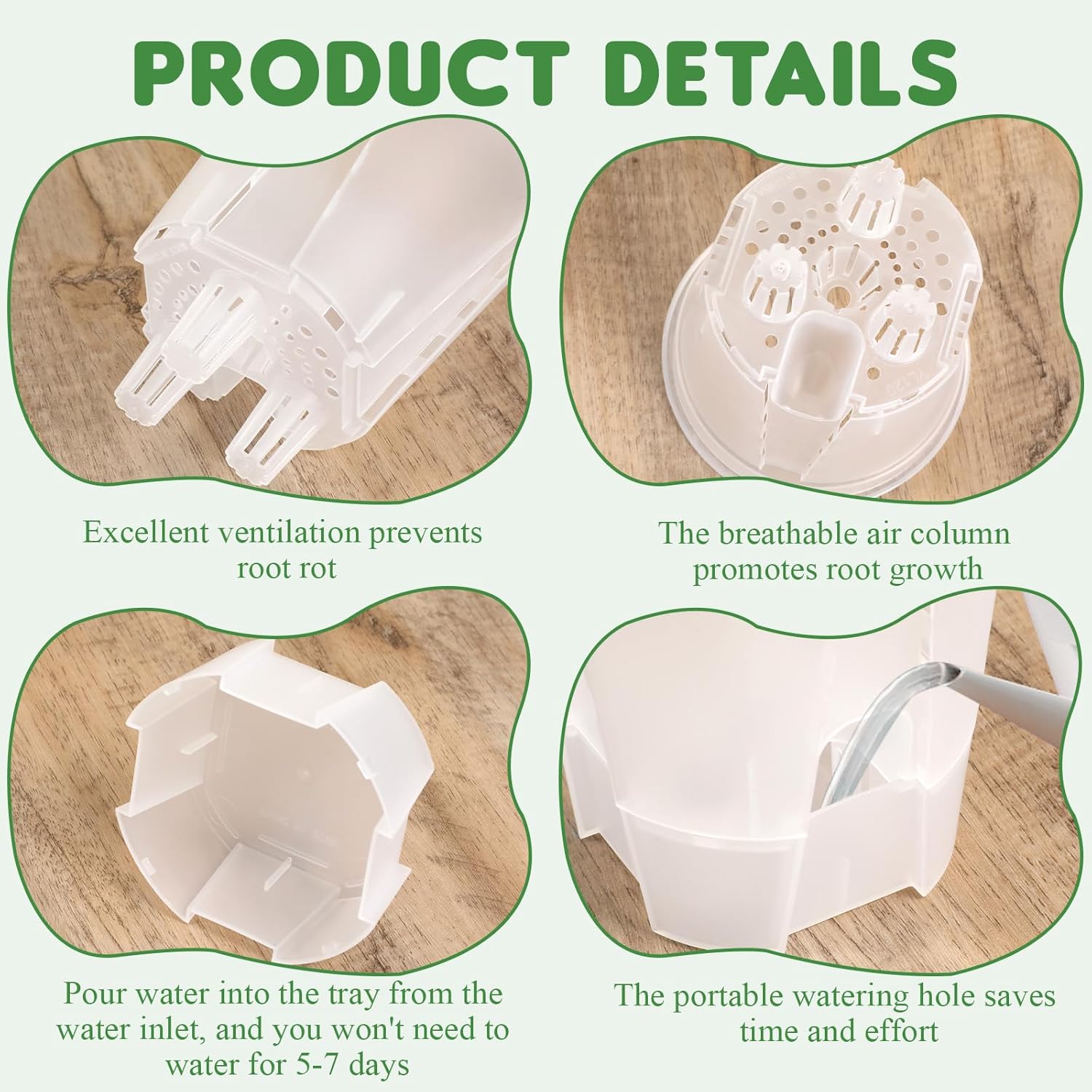 9 Piece Self Watering Pots with Drainage Holes and Deep Reservoir Clear Flower Pots Flexible Plastic Planter Pot for Indoor/Outdoor Plants(4.7'', 5.9'' and 7'') - Image 7