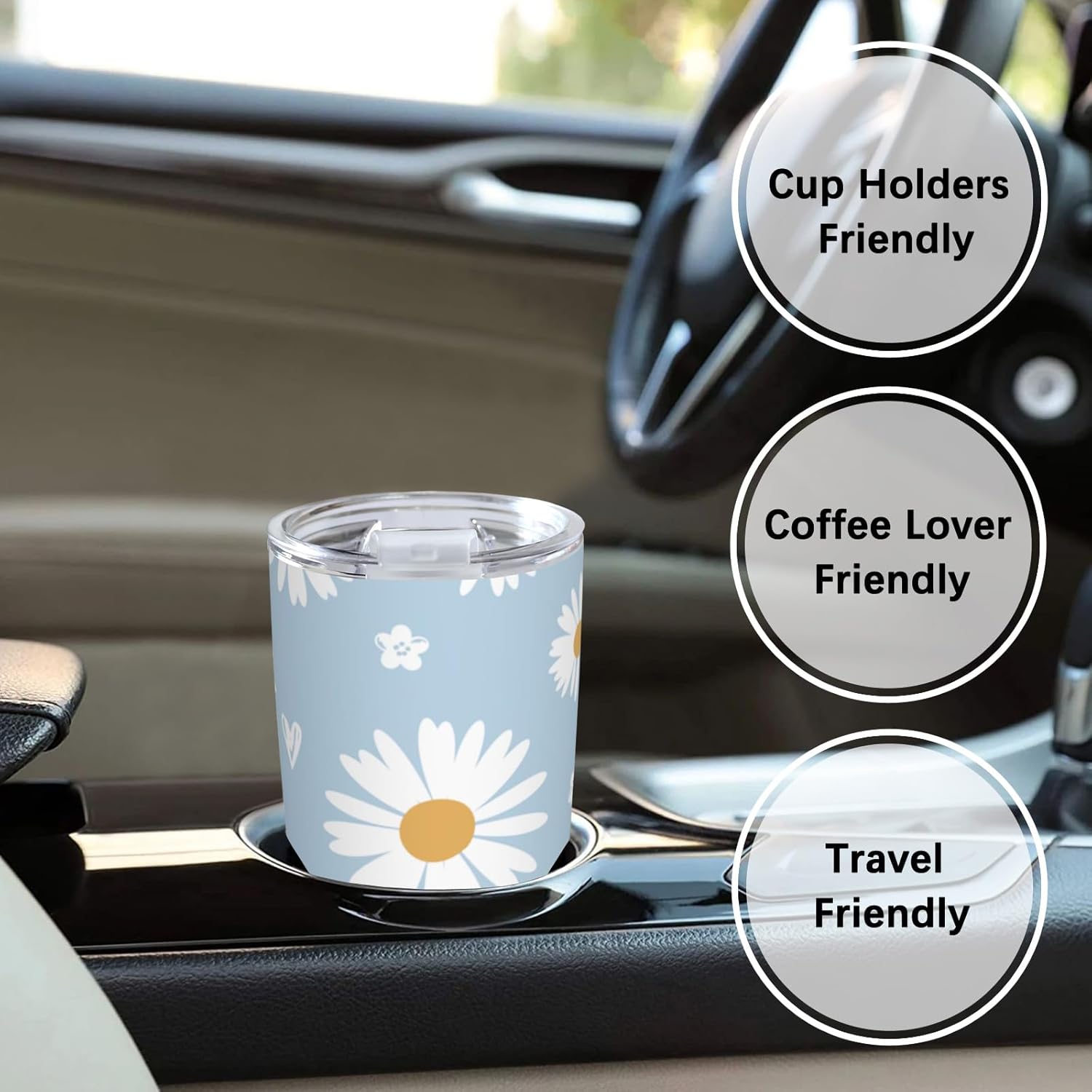 Daisy Flower Stainless Steel Tumbler 20 Oz, Daisy Floral Thermal Vacuum Insulated Travel Mug with Lid, Perfect Holiday, Birthday & Christmas Gift for Men, Women, Friend, Sister, Bestie, BFF - Image 8