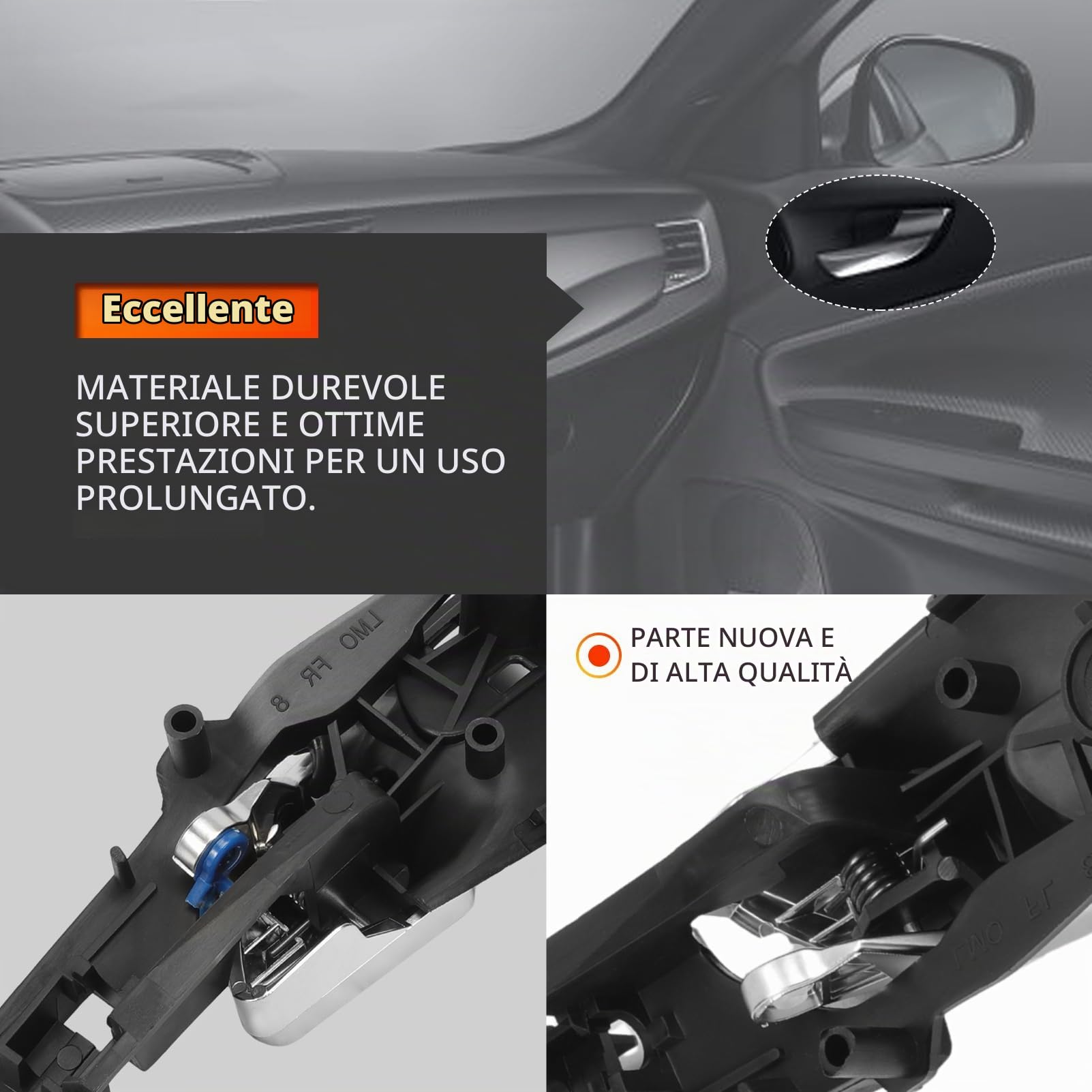 KASturbo - 1 coppia di maniglie interne per porte interne per Romeo Giulietta dal 2010 in poi 156092167 156092165 anteriore sinistro e lato destro maniglia interna