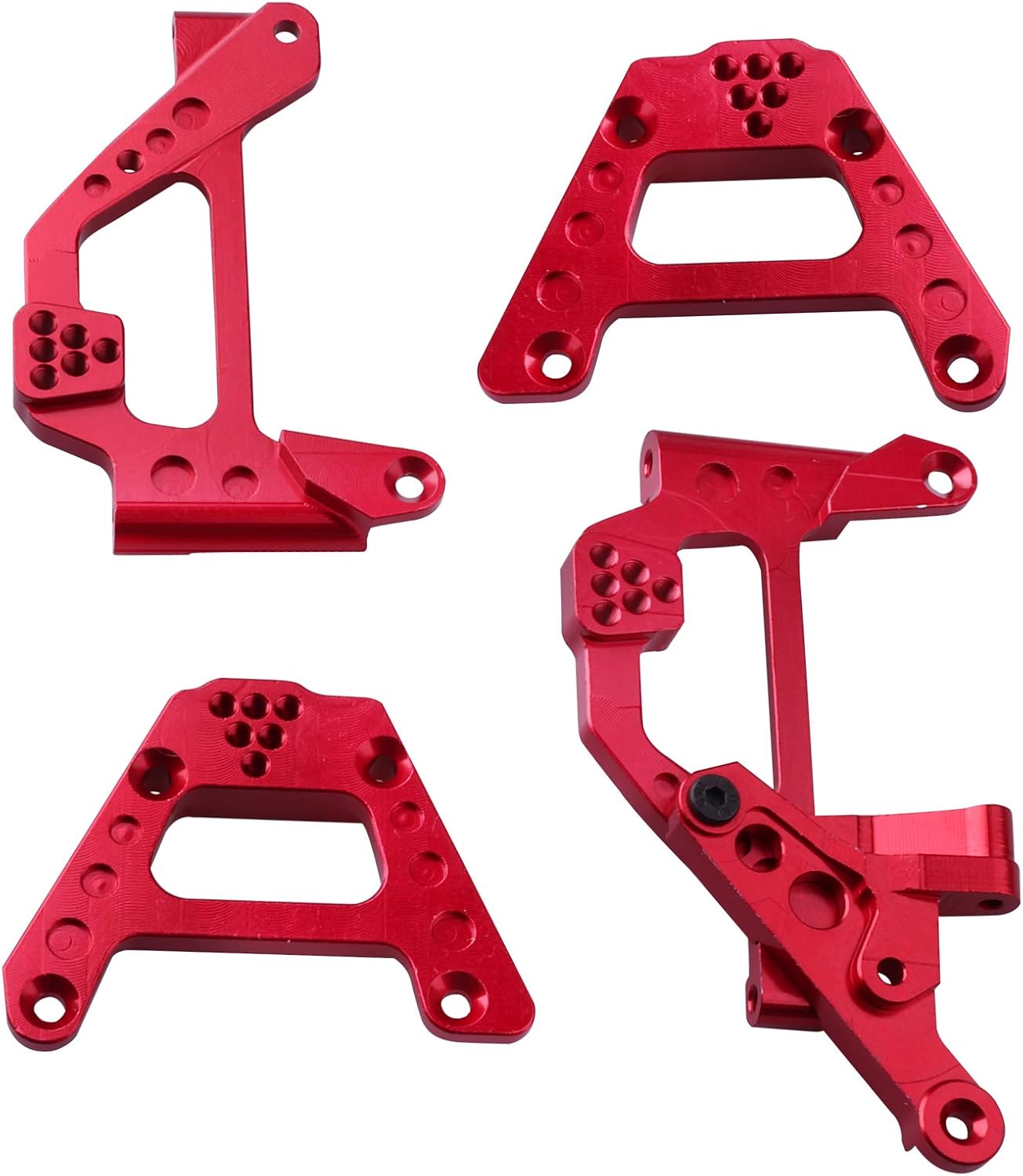 Hobbypark Aluminum Shock Tower Shock Hoops Bracket Mount Suspension Bracket (Front & Rear) with Panhard Mount for Axial SCX10 III AXI03007 1/10 RC Crawler Car (Red)