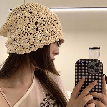 1 Piece Knitted Cotton Hat, Summer Loose Beanie, Thin Cotton Hat, Crochet Hat, Women's Toe Cap, Suitable for Different Head Shapes and Face Shapes (Beige)