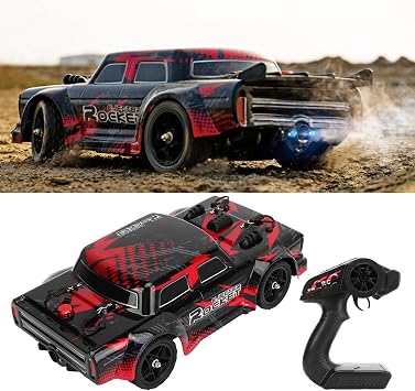 BuyWeek Remote Controlled Drift Car 2.4GHz 1/16 4WD RC Drift Car with LED Lights and Smoke 36 km/h 1200 mAh 7.4 V Full Scale RC Car Toy for Children Adults