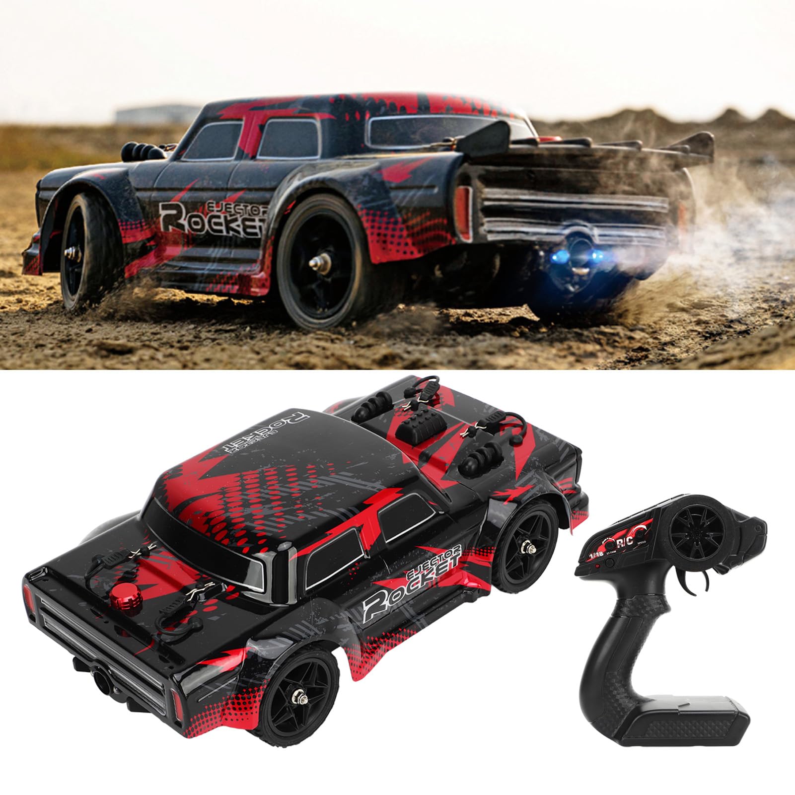 Samochód do driftingu RC, skala 1/16, 2,4 GHz 4WD, pilot zdalnego sterowania, 36 km/h, samochód RC o dużej prędkości, do ponad 6 rozrywek ze światłem LED