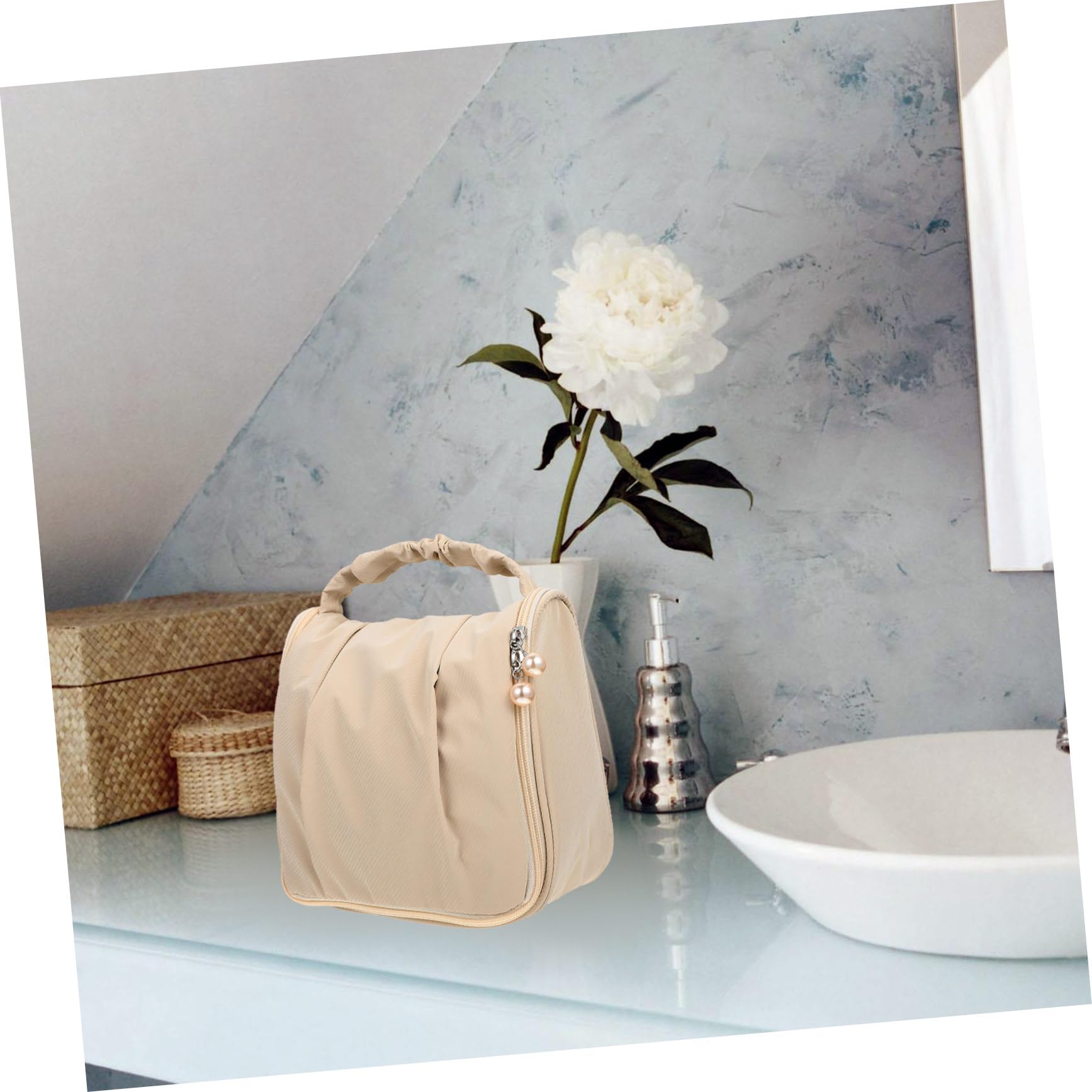 Beaupretty 3piezas Bolsa De Maquillaje Grande Gancho Neceser Colgante para Cosméticos y Artículos De Aseo Almacenamiento Práctico y Resistente